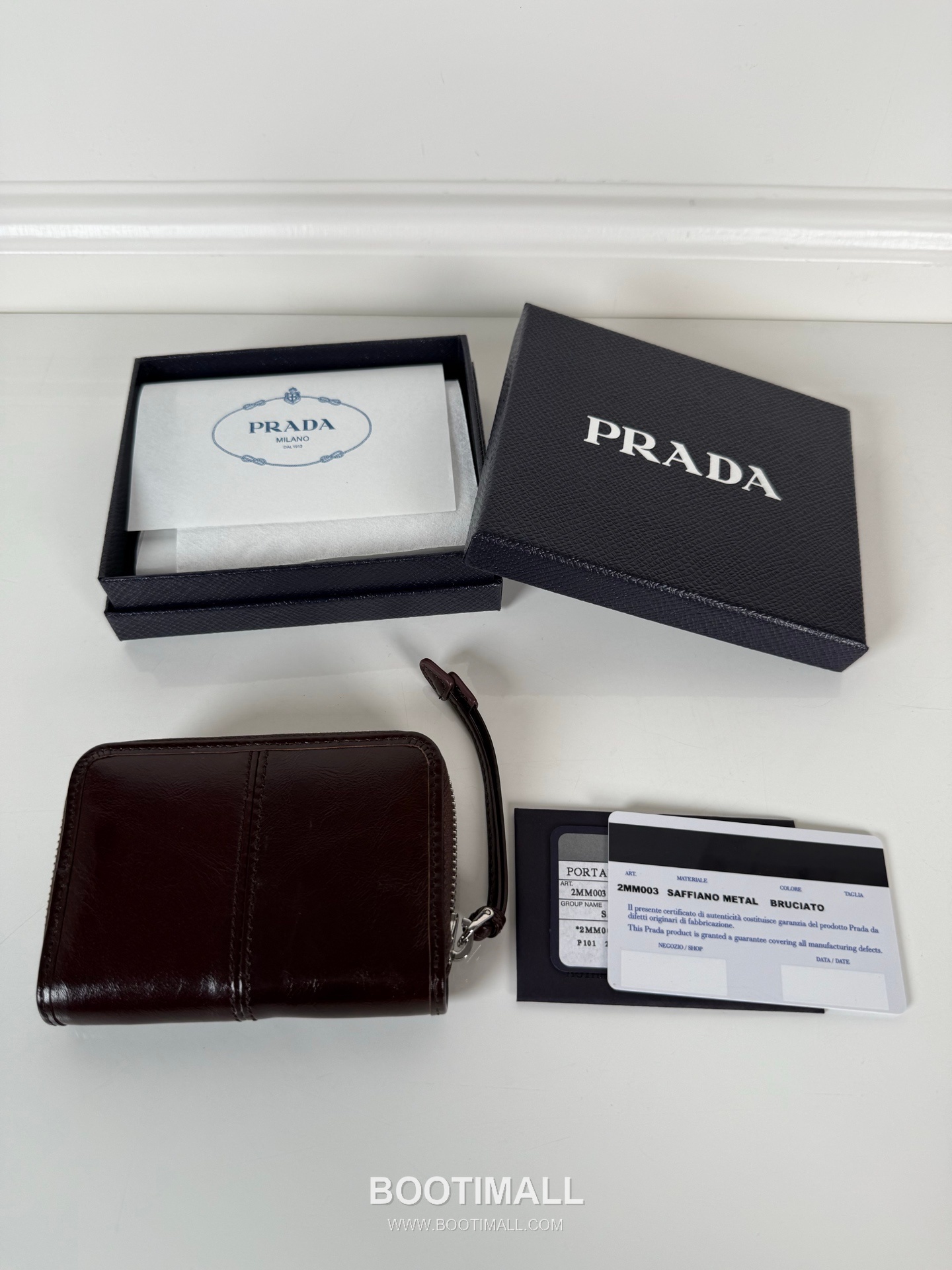 Prada Oiled Wax Calfskin Zip Card Holder with Pleated Slot Detail 프라다 오일드 왁스 카프스킨 플리츠 슬롯 지퍼 카드홀더 2MM003 11cm 2