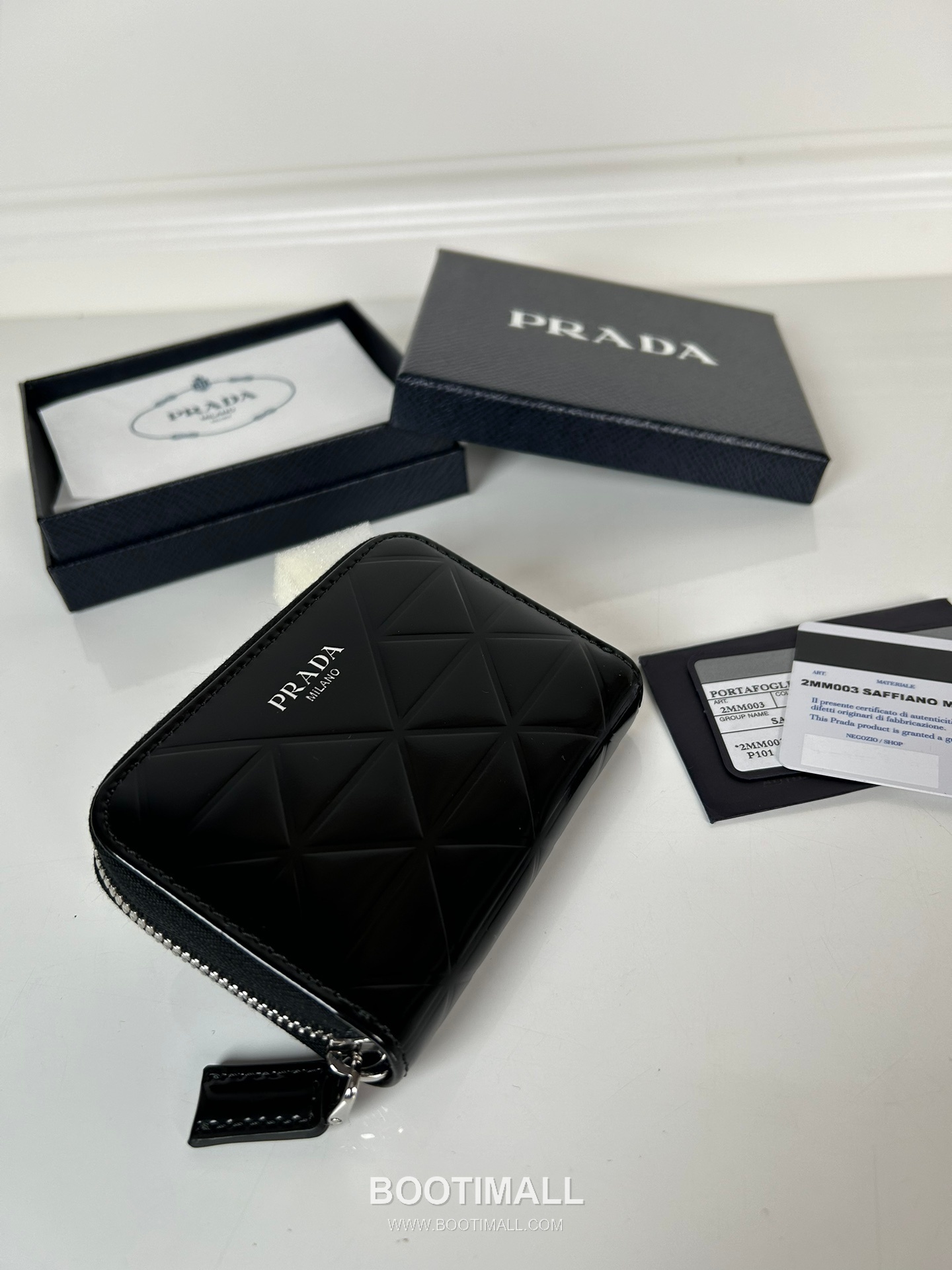 Prada Patent Quilted Calfskin Zip Card Holder with Pleated Slot Detail 프라다 페이턴트 퀼팅 카프스킨 플리츠 슬롯 지퍼 카드홀더 2MM003 11cm 2