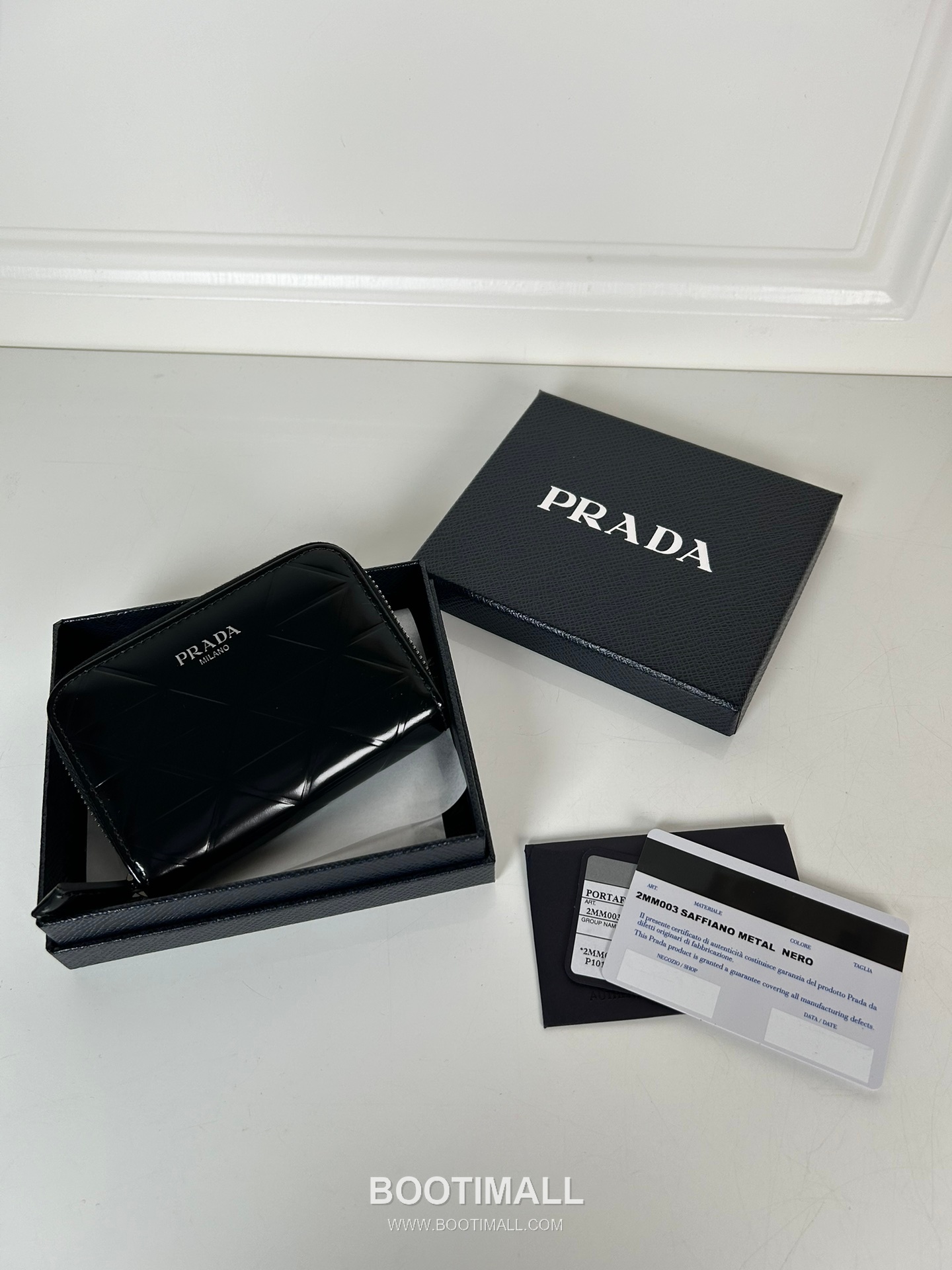 Prada Patent Quilted Calfskin Zip Card Holder with Pleated Slot Detail 프라다 페이턴트 퀼팅 카프스킨 플리츠 슬롯 지퍼 카드홀더 2MM003 11cm 7