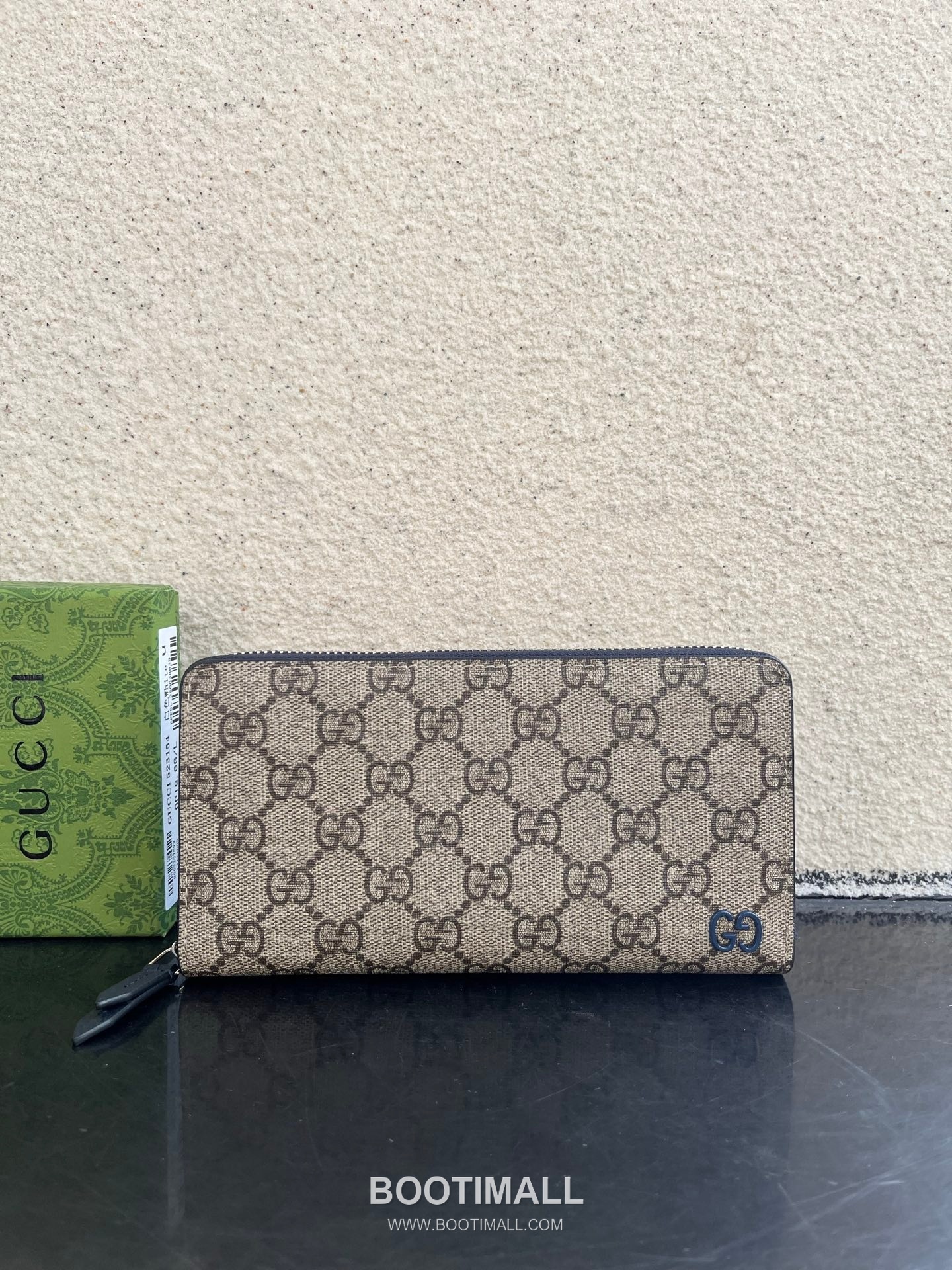 Gucci GG Supreme PVC Wallet with Double G Logo Leather Trim Detail 구찌 GG 수프림 PVC 더블 G 로고 레더 트림 장지갑 856562 19cm 1