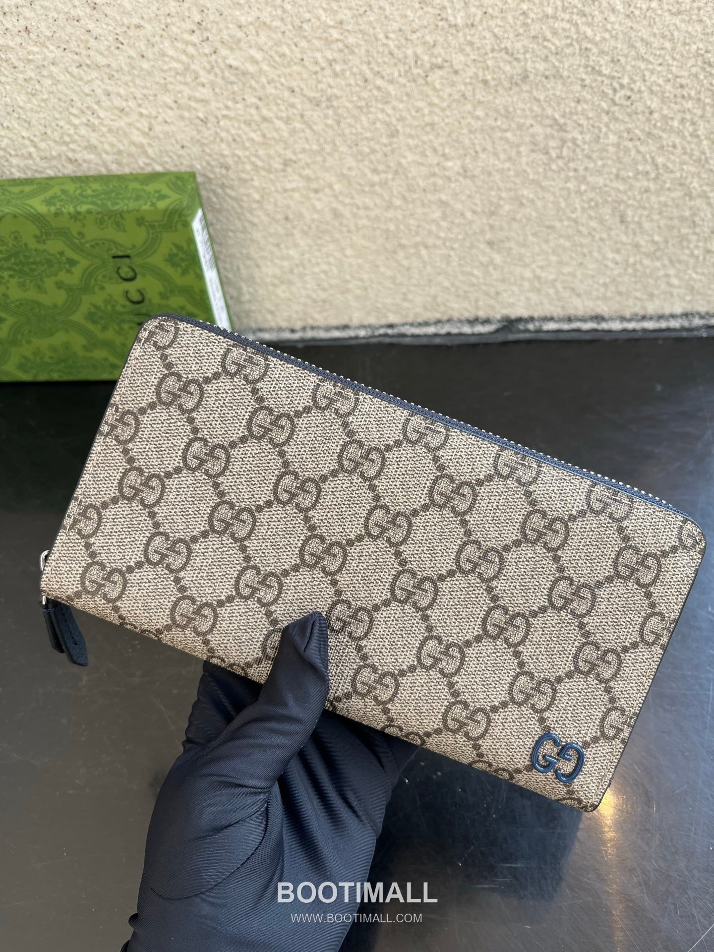 Gucci GG Supreme PVC Wallet with Double G Logo Leather Trim Detail 구찌 GG 수프림 PVC 더블 G 로고 레더 트림 장지갑 856562 19cm 4