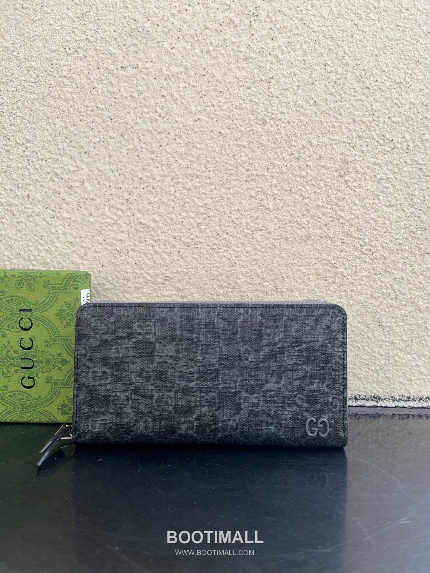 Gucci GG Supreme PVC Wallet with Double G Logo Leather Trim Detail 구찌 GG 수프림 PVC 더블 G 로고 레더 트림 장지갑 856562 19cm 1