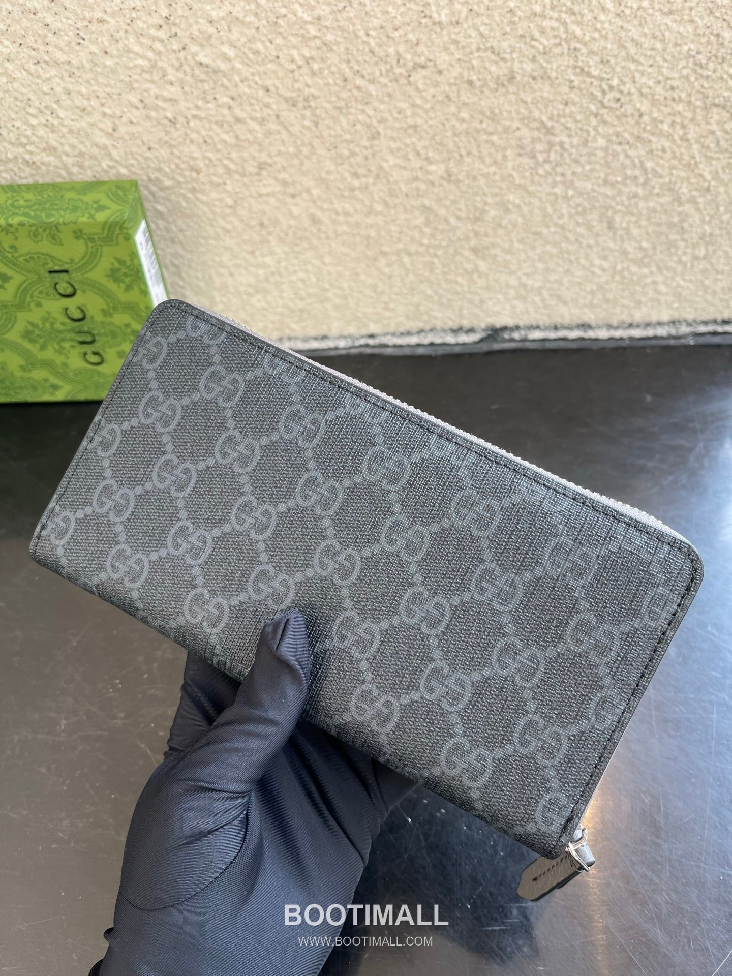 Gucci GG Supreme PVC Wallet with Double G Logo Leather Trim Detail 구찌 GG 수프림 PVC 더블 G 로고 레더 트림 장지갑 856562 19cm 7