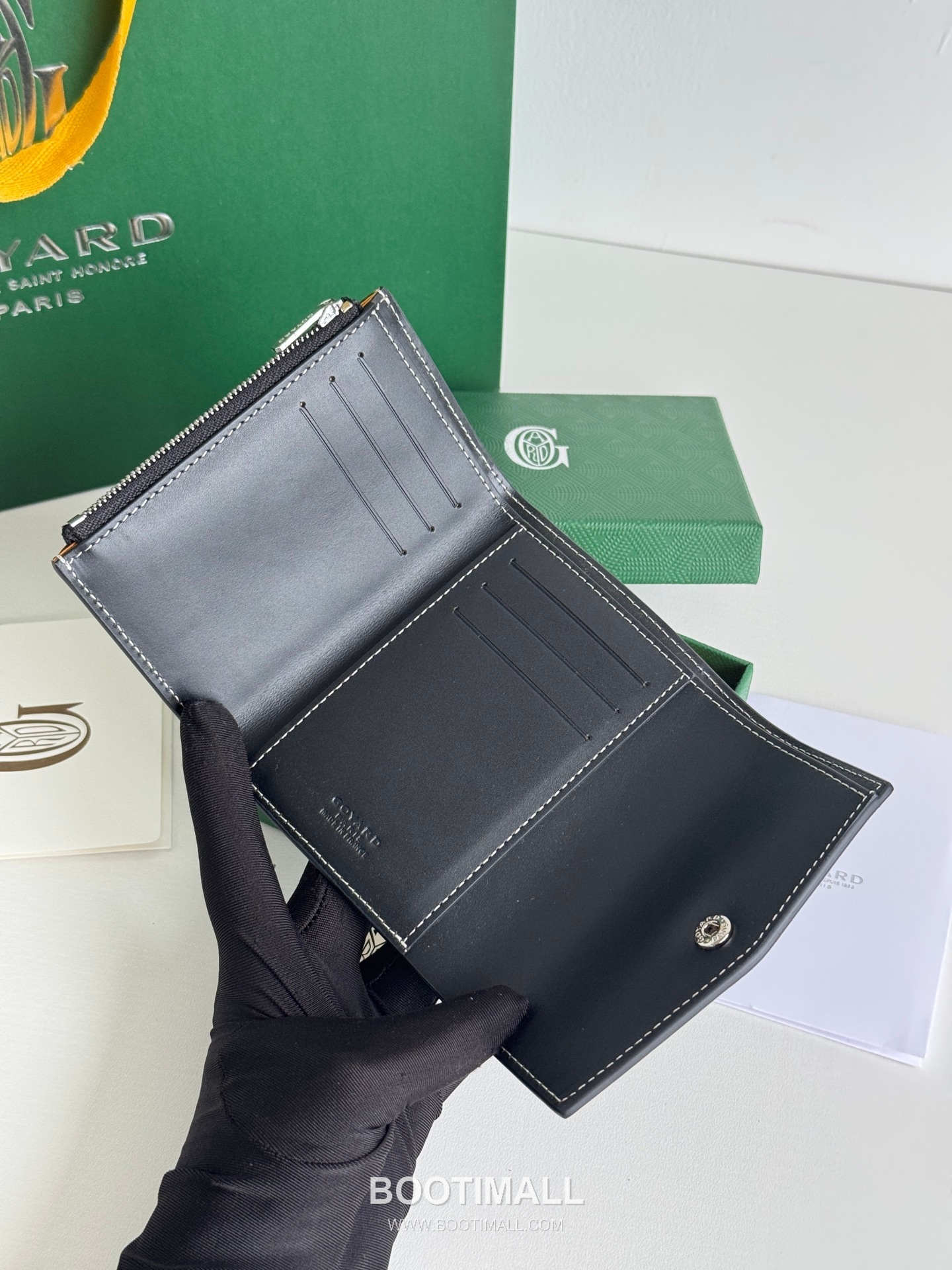 Goyard Saint-Gabriel Goyardine Canvas Trifold Wallet with Flap Closure 고야드 생가브리엘 고야르딘 캔버스 트리폴드 지갑 플랩클로저 3319 12cm 8