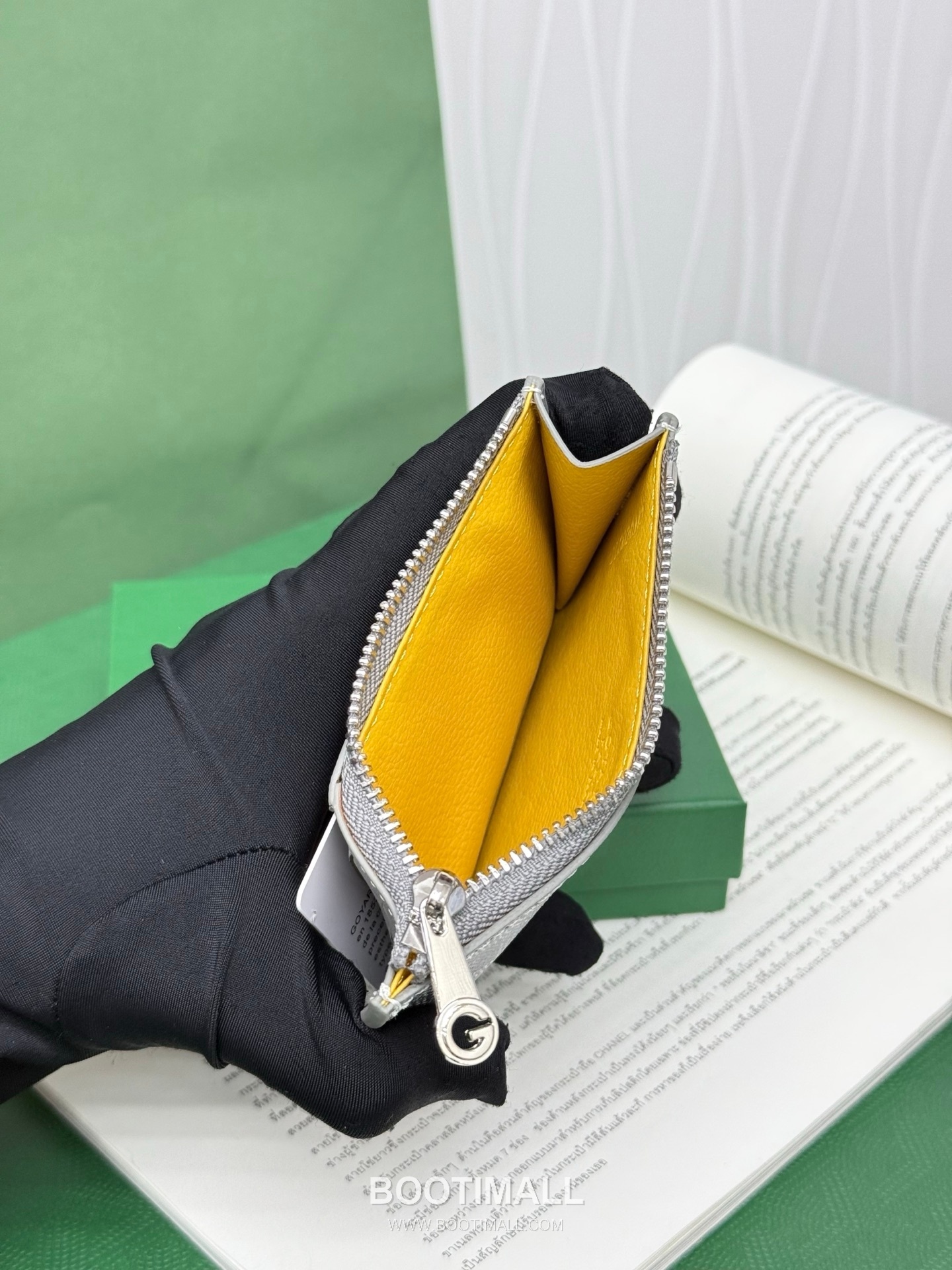 Goyard Bourbon Goyardine Canvas Calfskin Zip Card Holder with Logo Pattern 고야드 버번 고야르딘 캔버스 카프스킨 집 카드지갑 로고패턴 G808 12.5cm 6