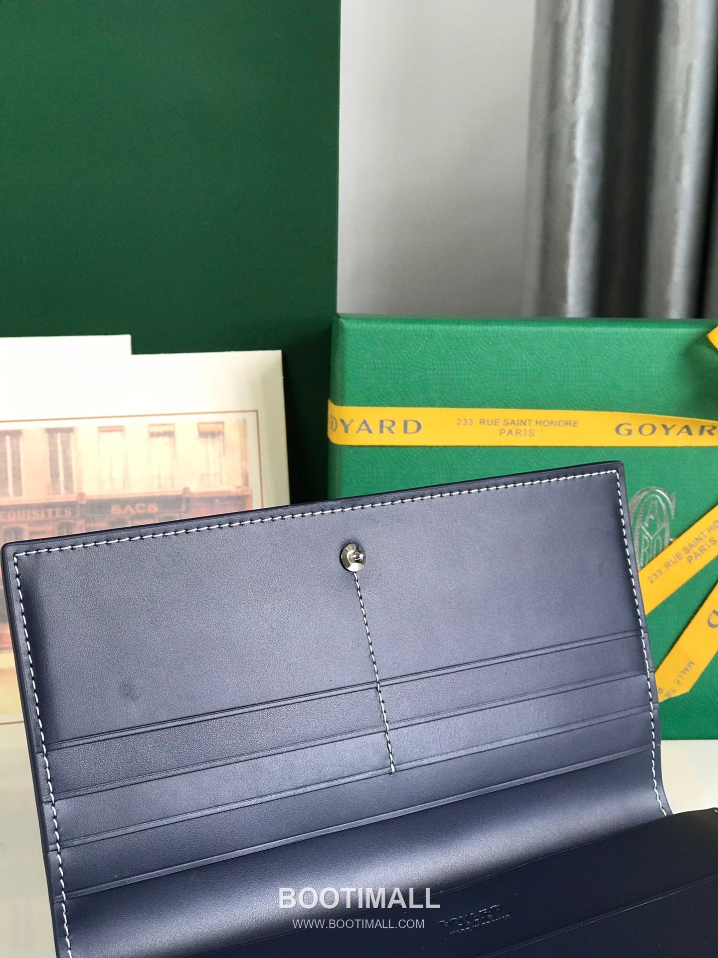 Goyard Richelieu Goyardine Canvas Calfskin Leather Bi-Fold Long Wallet with Snap Closure 고야드 리슐리외 고야르딘 캔버스 카프스킨 레더 바이폴드 롱월렛 스냅클로저 628 19cm 6
