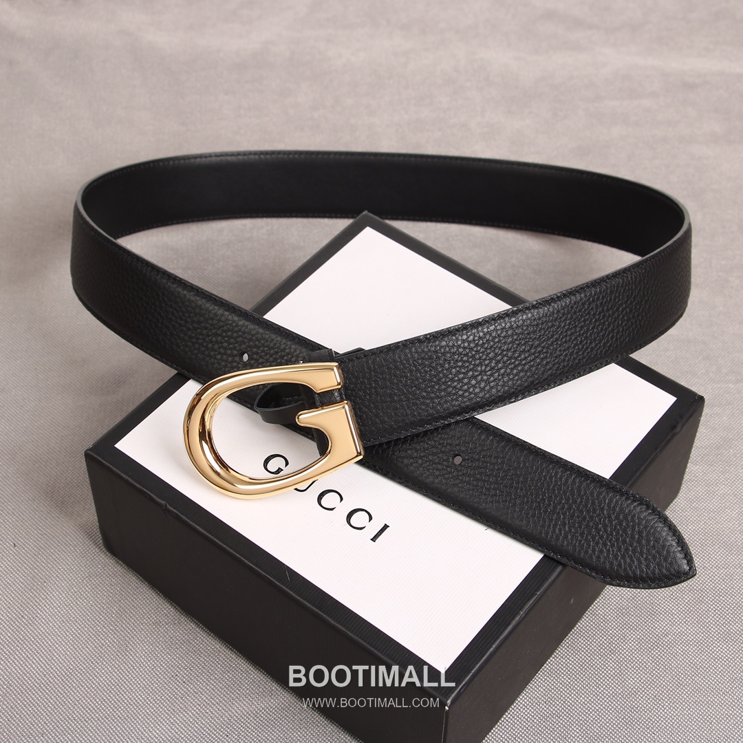 Gucci GG Marmont Calfskin Litchi Leather Belt with Double G Buckle Gold-Plated 구찌 GG 마몬트 카프스킨 리치 레더 벨트 더블G 버클 황동 베이스 금도금 3.8cm 1