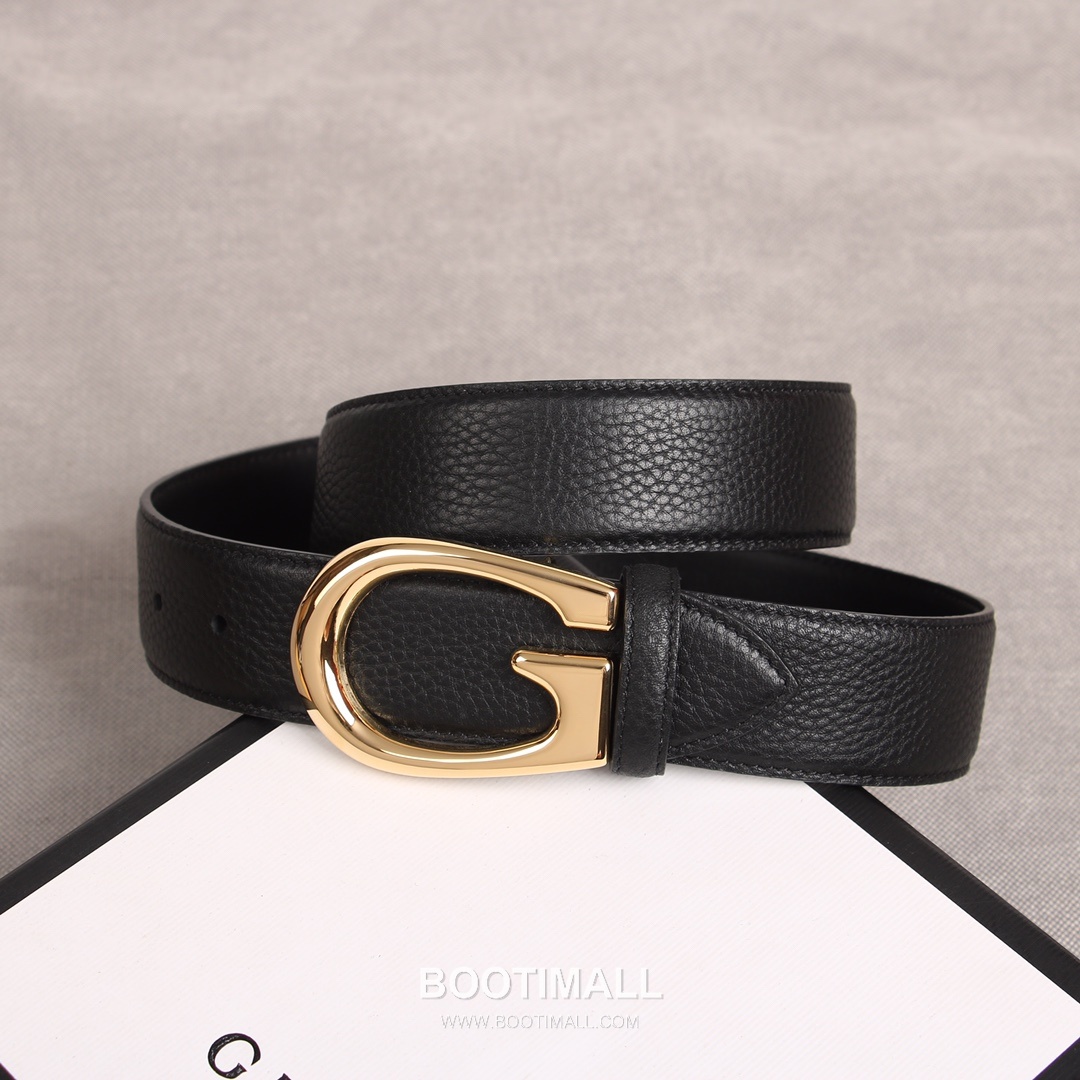 Gucci GG Marmont Calfskin Litchi Leather Belt with Double G Buckle Gold-Plated 구찌 GG 마몬트 카프스킨 리치 레더 벨트 더블G 버클 황동 베이스 금도금 3.8cm 4