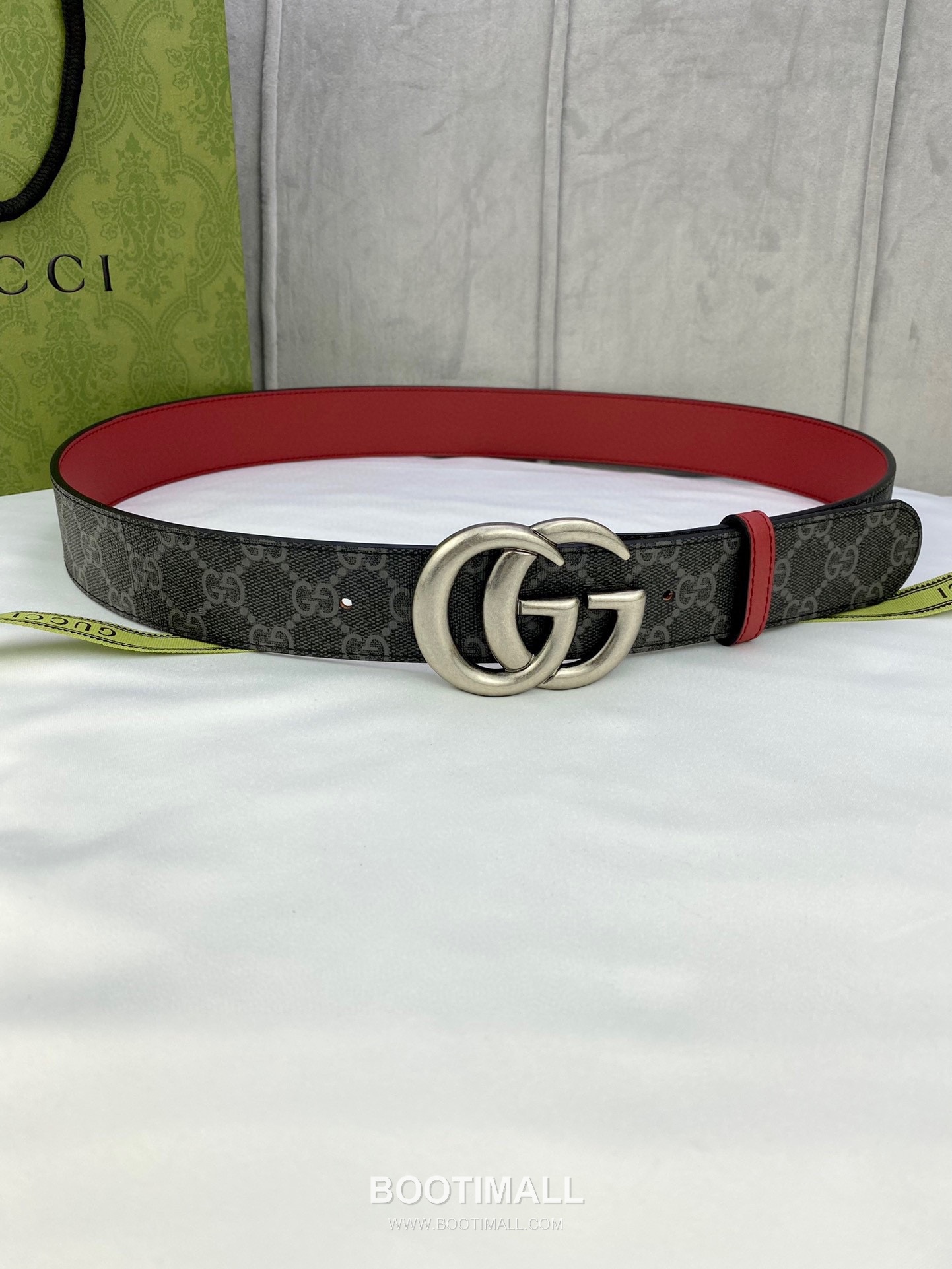 Gucci GG Marmont Monogram Canvas Reversible Belt with Double G Buckle Gold-Plated 구찌 GG 마몬트 모노그램 캔버스 리버서블 벨트 더블G 버클 황동 베이스 금도금 3.8cm 1