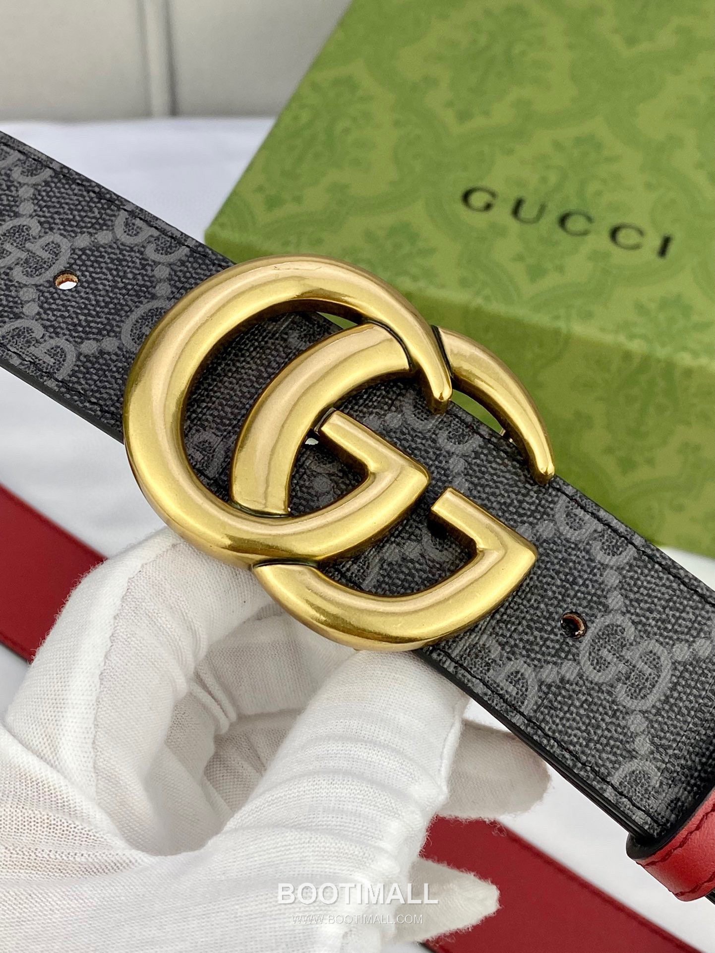Gucci GG Marmont Monogram Canvas Reversible Belt with Double G Buckle Gold-Plated 구찌 GG 마몬트 모노그램 캔버스 리버서블 벨트 더블G 버클 황동 베이스 금도금 3.8cm 7