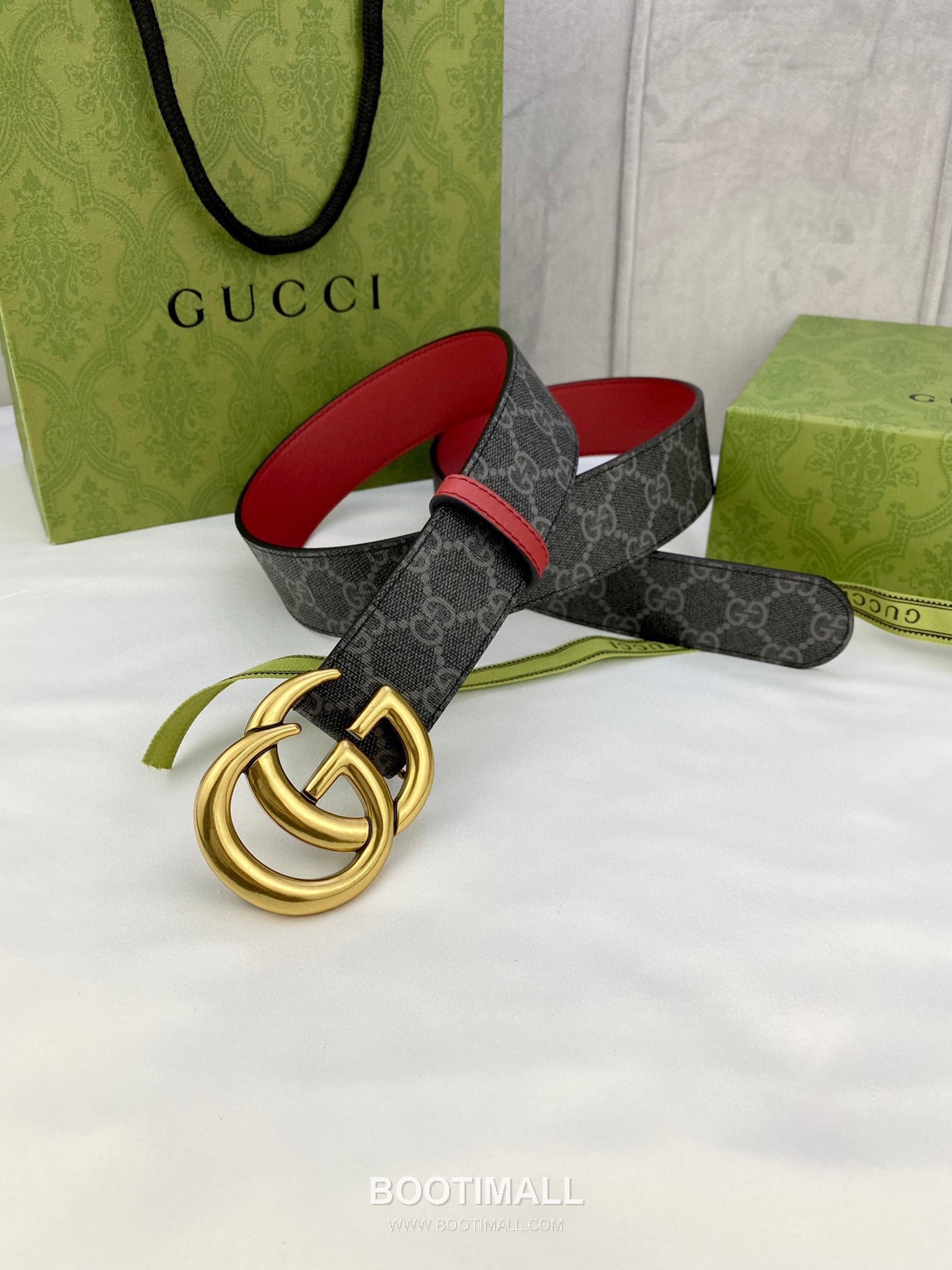 Gucci GG Marmont Monogram Canvas Reversible Belt with Double G Buckle Gold-Plated 구찌 GG 마몬트 모노그램 캔버스 리버서블 벨트 더블G 버클 황동 베이스 금도금 3.8cm 8