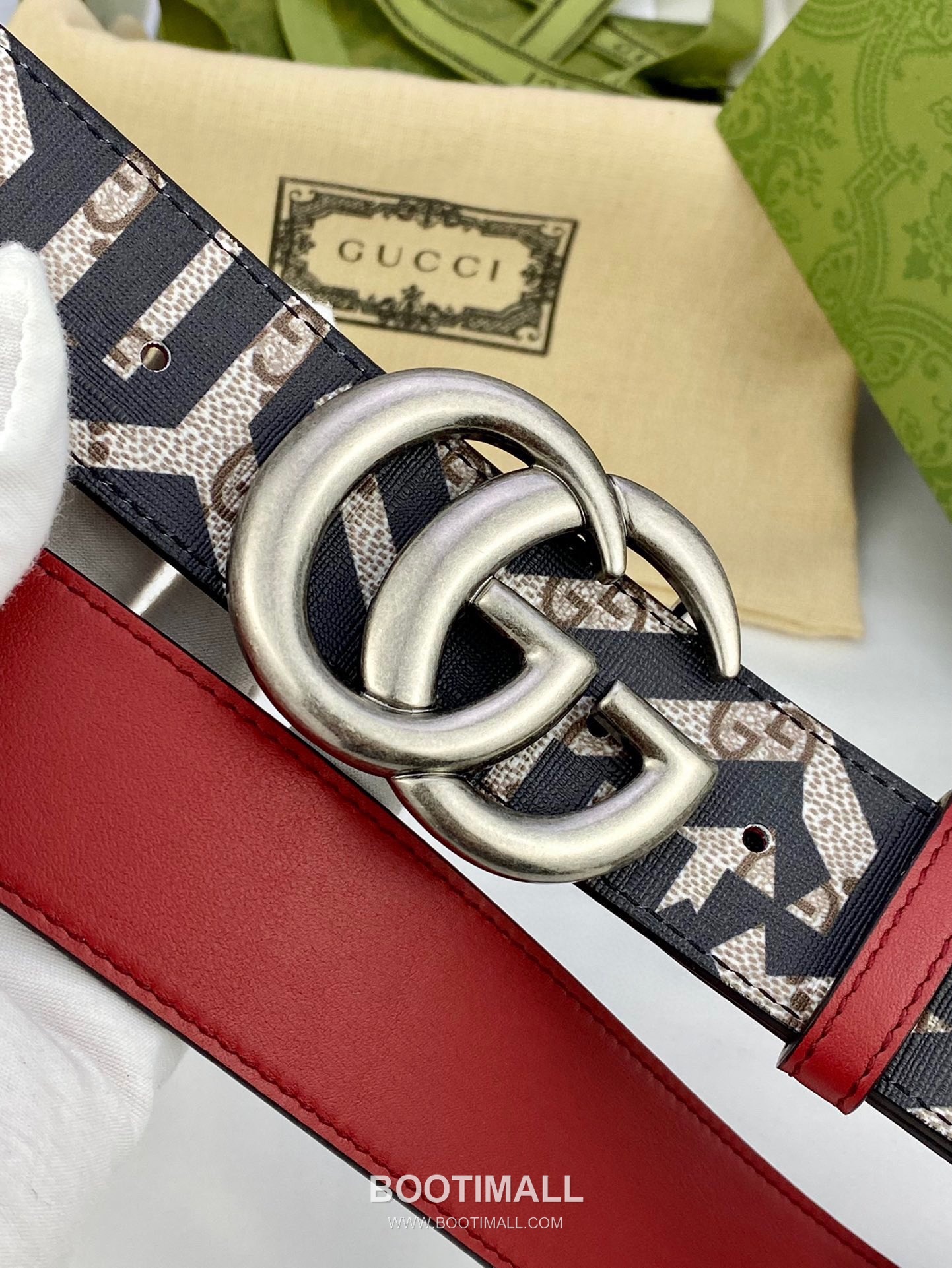 Gucci GG Marmont Monogram Canvas Reversible Belt with Double G Buckle Gold-Plated 구찌 GG 마몬트 모노그램 캔버스 리버서블 벨트 더블G 버클 황동 베이스 금도금 3.8cm 8