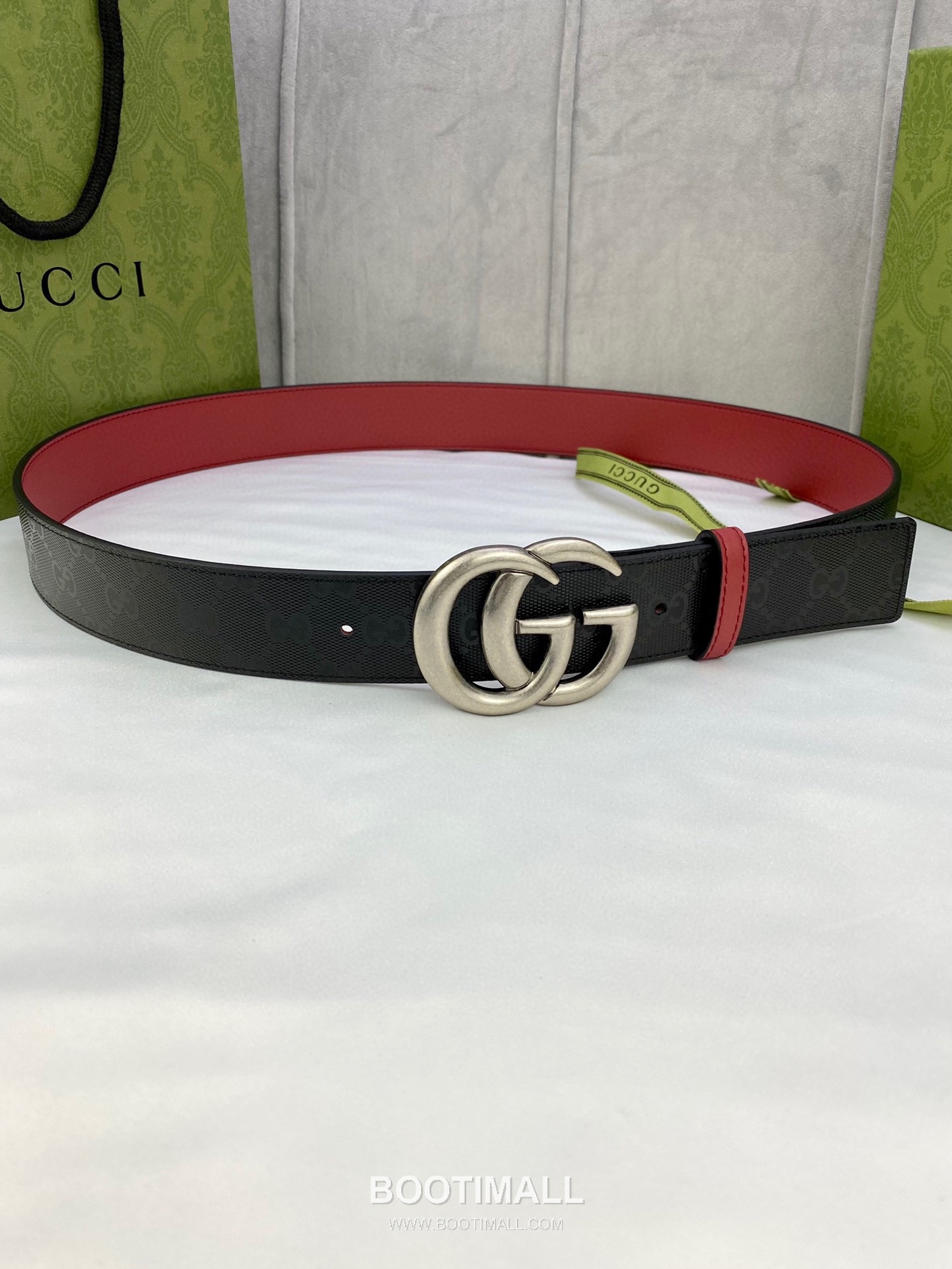 Gucci GG Marmont Monogram Canvas Reversible Belt with Double G Buckle Gold-Plated 구찌 GG 마몬트 모노그램 캔버스 리버서블 벨트 더블G 버클 황동 베이스 금도금 3.8cm 1