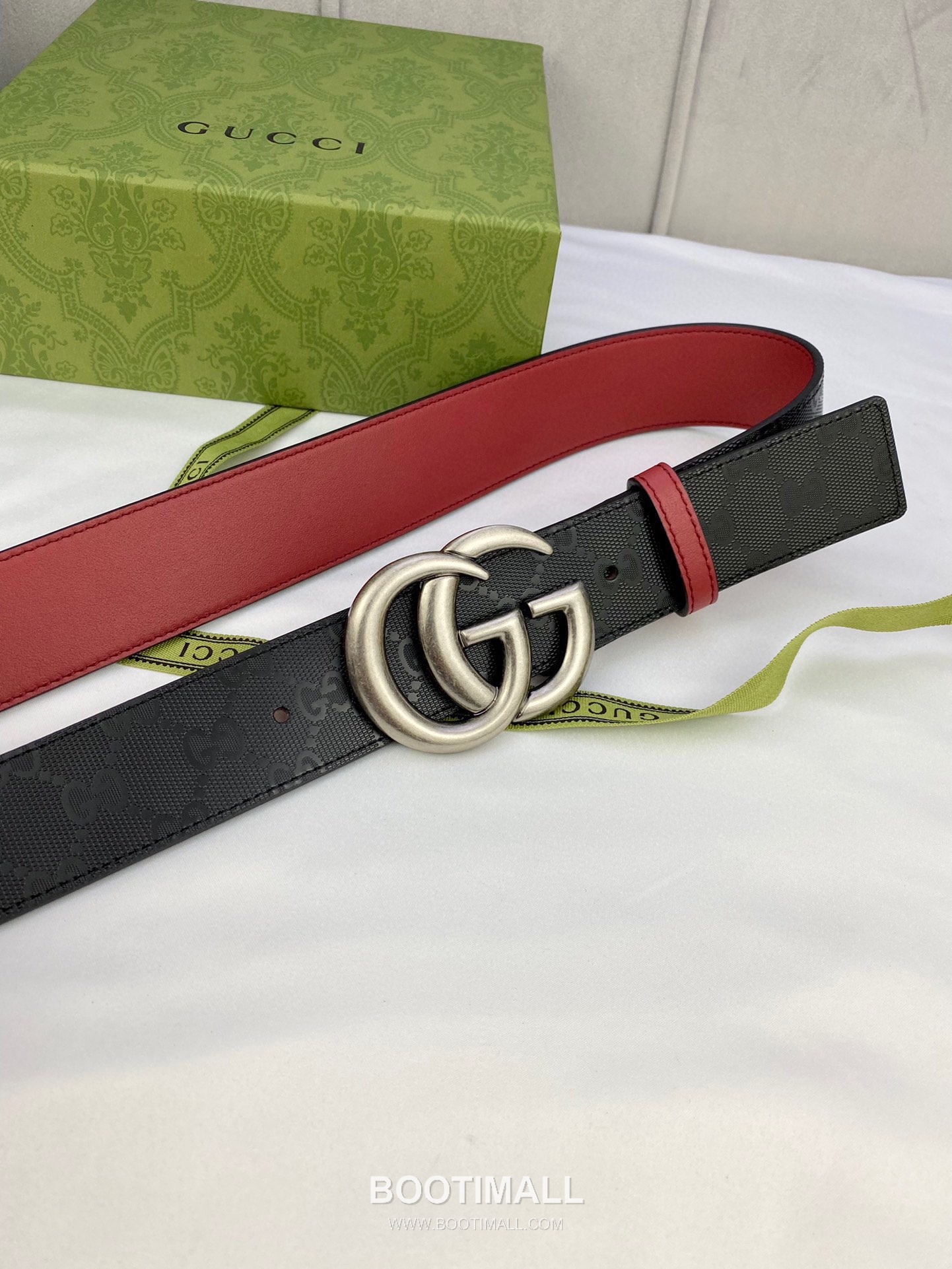 Gucci GG Marmont Monogram Canvas Reversible Belt with Double G Buckle Gold-Plated 구찌 GG 마몬트 모노그램 캔버스 리버서블 벨트 더블G 버클 황동 베이스 금도금 3.8cm 2