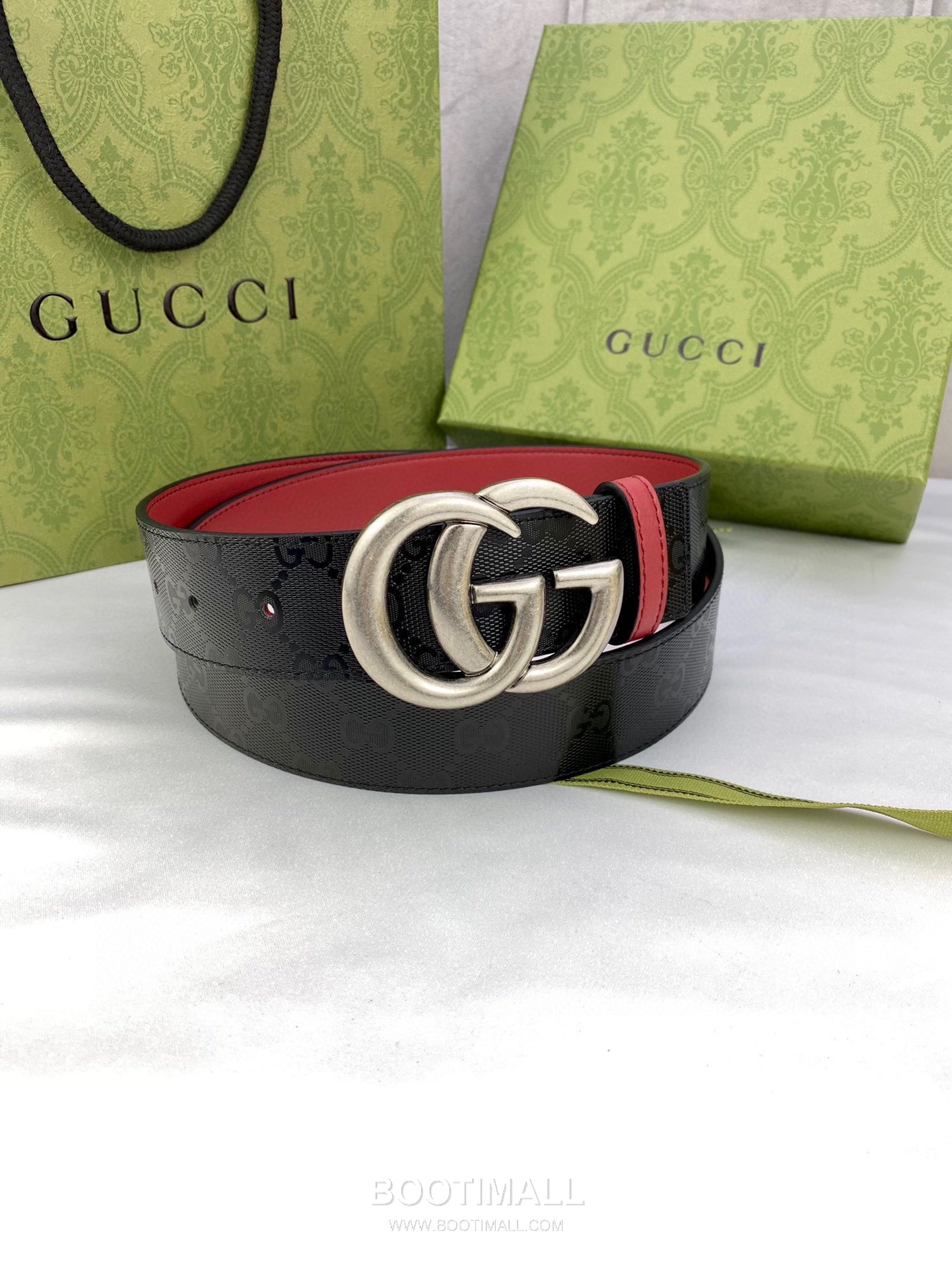Gucci GG Marmont Monogram Canvas Reversible Belt with Double G Buckle Gold-Plated 구찌 GG 마몬트 모노그램 캔버스 리버서블 벨트 더블G 버클 황동 베이스 금도금 3.8cm 4