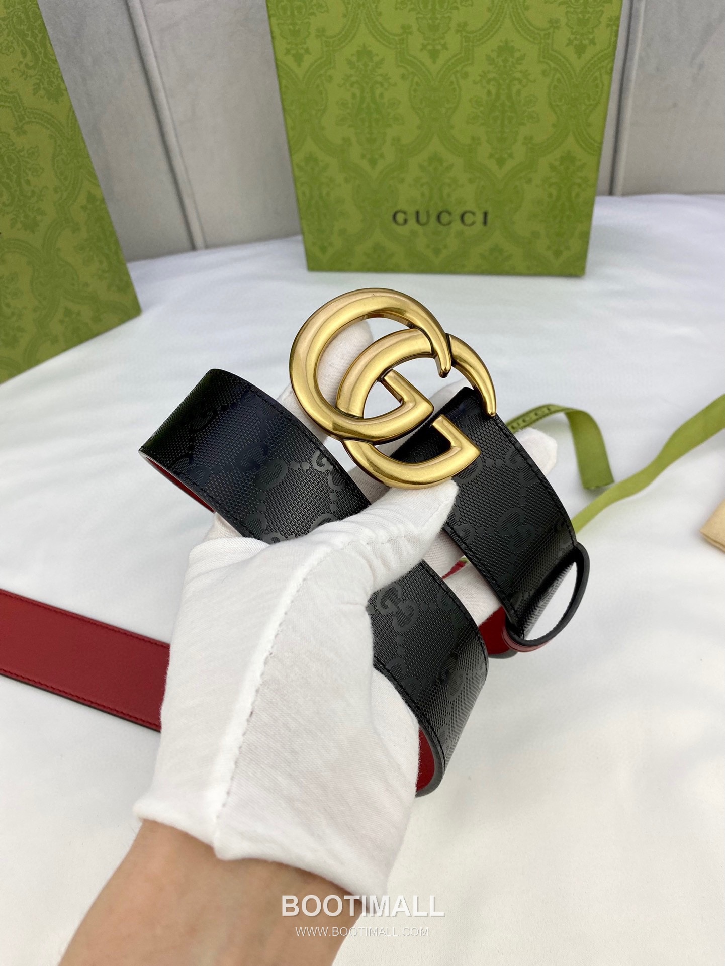 Gucci GG Marmont Monogram Canvas Reversible Belt with Double G Buckle Gold-Plated 구찌 GG 마몬트 모노그램 캔버스 리버서블 벨트 더블G 버클 황동 베이스 금도금 3.8cm 7