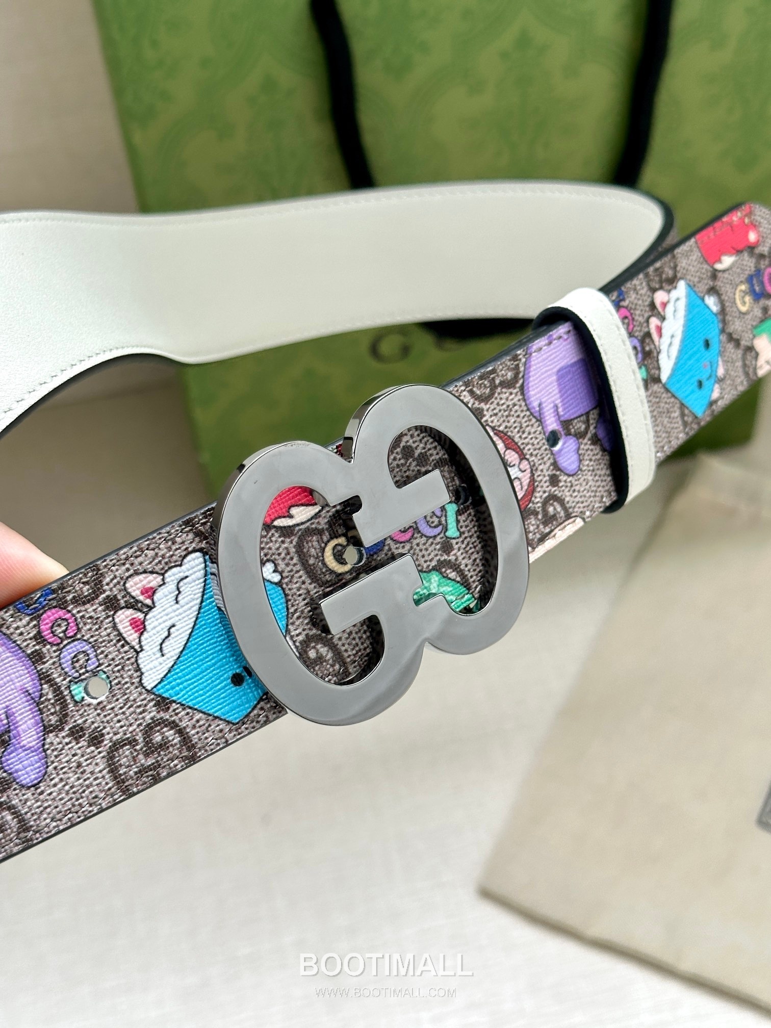 Gucci GG Marmont GG Supreme Canvas Reversible Belt with Double G Buckle Gold-Plated 구찌 GG 마몬트 GG 슈프림 캔버스 리버서블 벨트 더블G 버클 황동 베이스 금도금 3.8cm 3