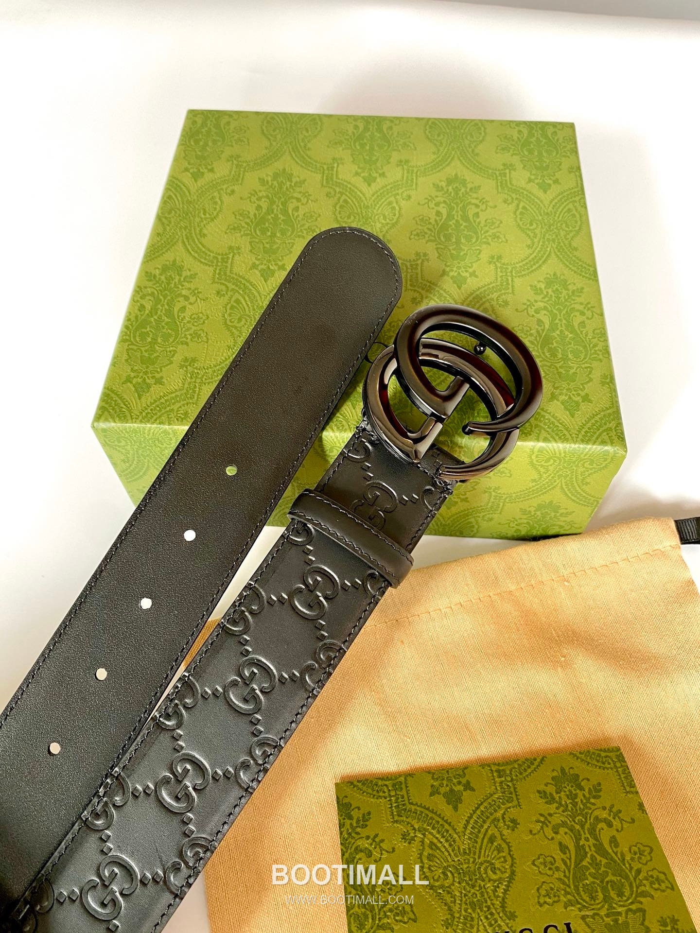 Gucci Signature Calfskin Embossed Leather Belt with GG Buckle Gold-Plated 구찌 시그니처 카프스킨 엠보싱 레더 벨트 GG 버클 황동 베이스 금도금 3.8cm 2