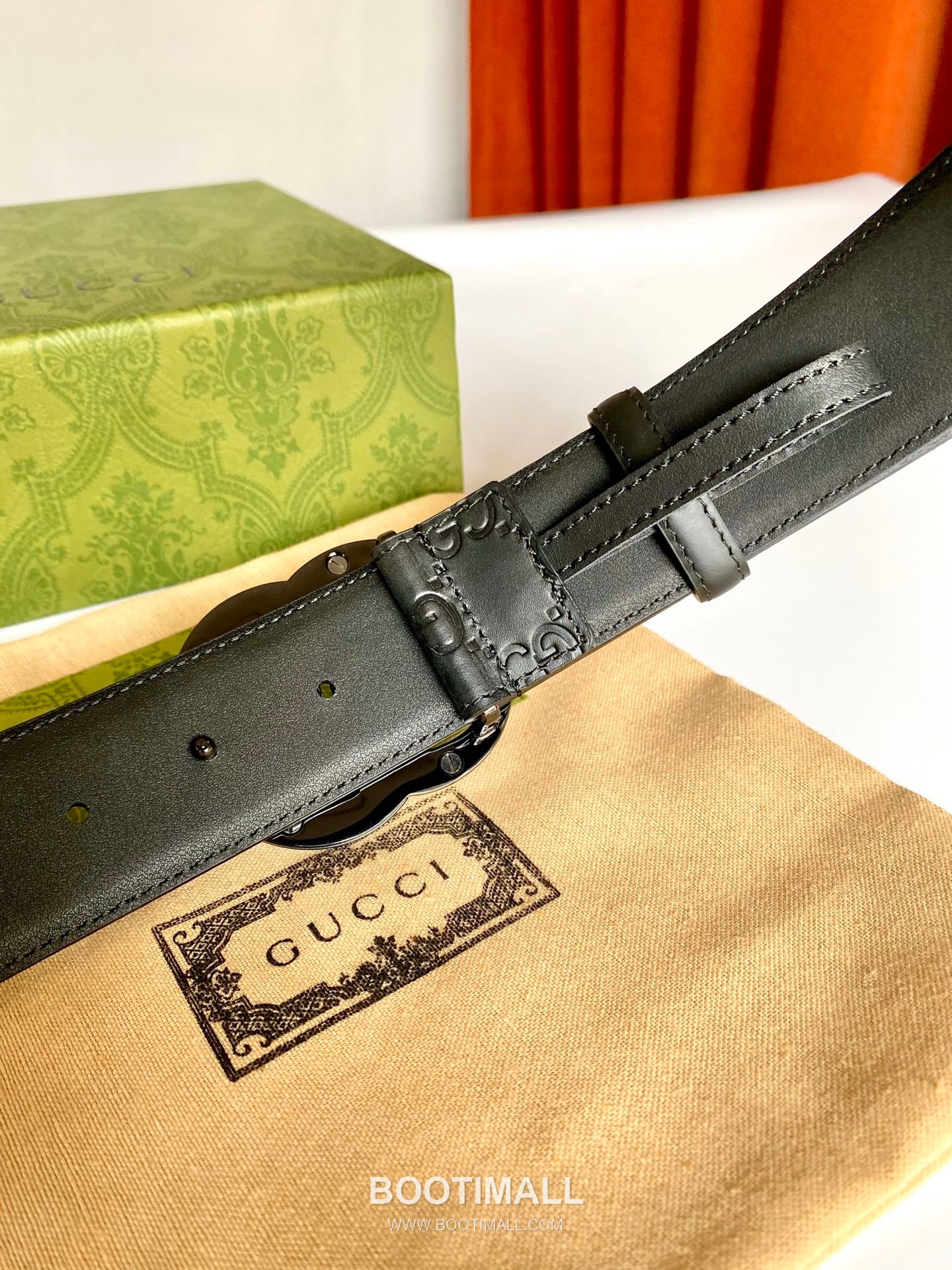 Gucci Signature Calfskin Embossed Leather Belt with GG Buckle Gold-Plated 구찌 시그니처 카프스킨 엠보싱 레더 벨트 GG 버클 황동 베이스 금도금 3.8cm 6