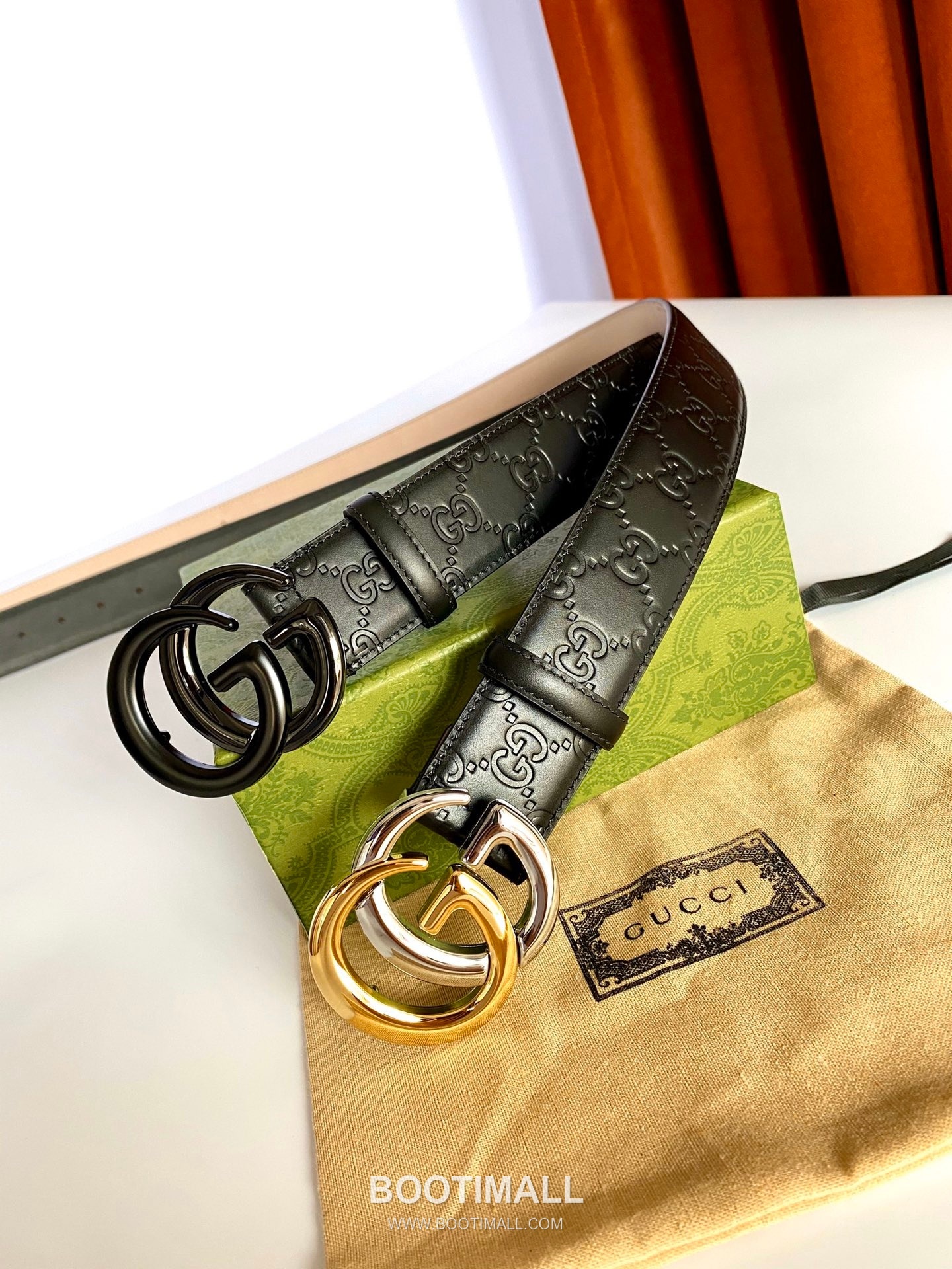 Gucci Signature Calfskin Embossed Leather Belt with GG Buckle Gold-Plated 구찌 시그니처 카프스킨 엠보싱 레더 벨트 GG 버클 황동 베이스 금도금 3.8cm 7