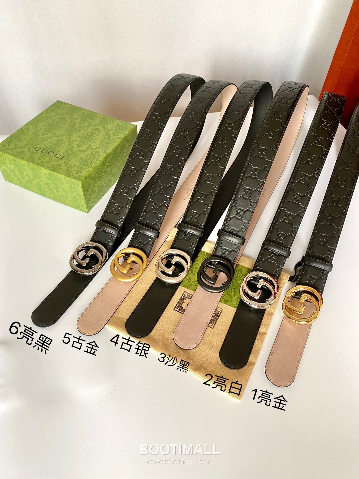 Gucci Signature Calfskin Embossed Leather Belt with GG Buckle Gold-Plated 구찌 시그니처 카프스킨 엠보싱 레더 벨트 GG 버클 황동 베이스 금도금 3.8cm 7