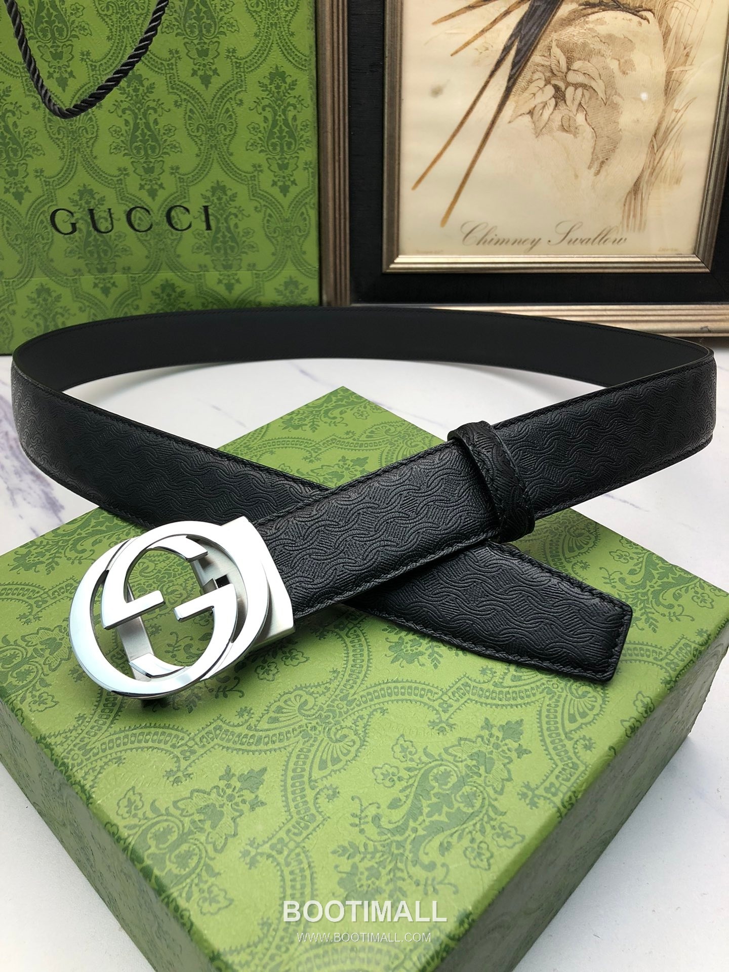 Gucci Calfskin Neck Grain Leather Reversible Belt with Automatic Buckle Palladium 구찌 카프스킨 넥 그레인 레더 리버서블 벨트 오토매틱 버클 황동 베이스 팔라듐 피니시 3.5cm 2