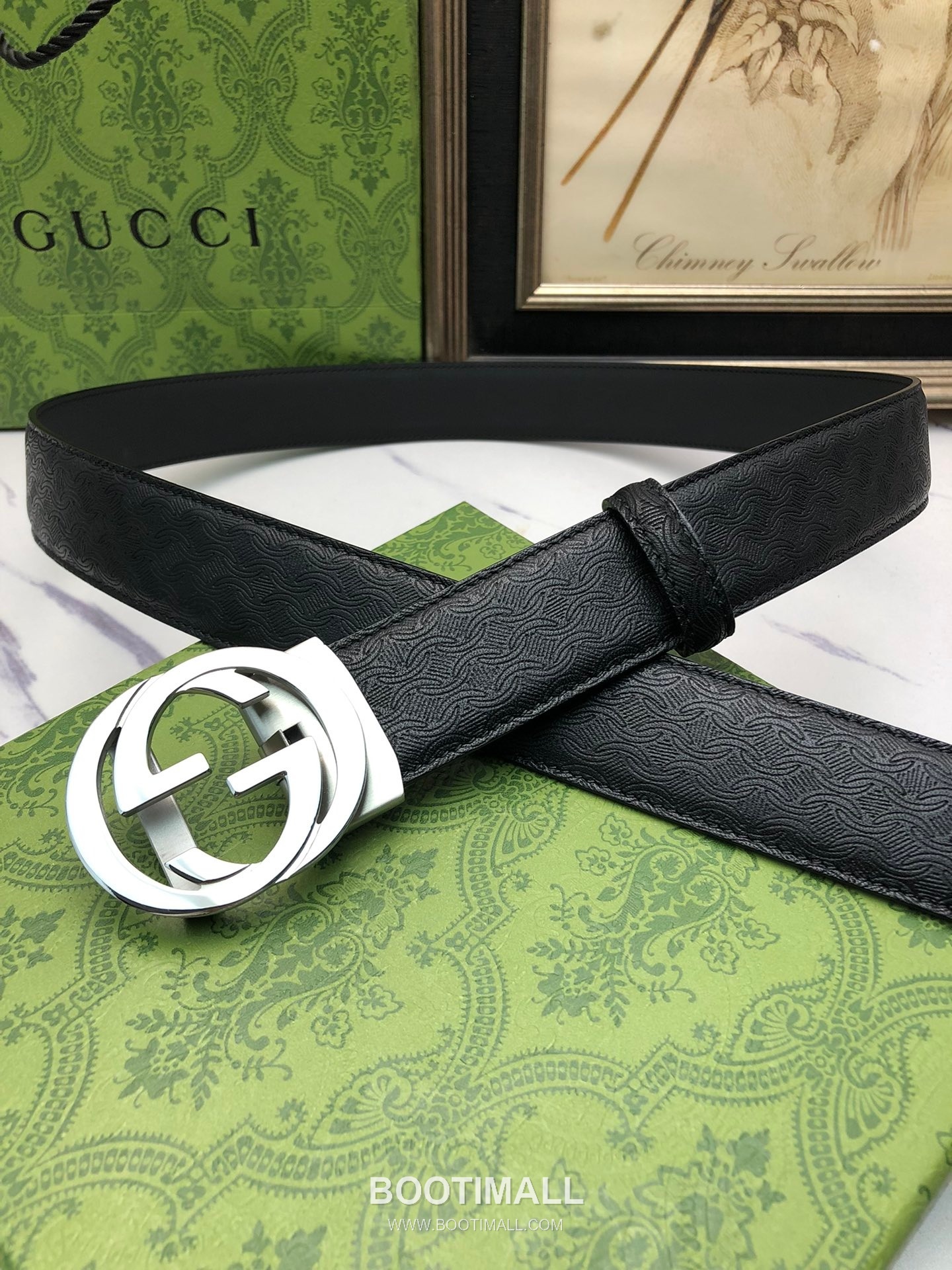 Gucci Calfskin Neck Grain Leather Reversible Belt with Automatic Buckle Palladium 구찌 카프스킨 넥 그레인 레더 리버서블 벨트 오토매틱 버클 황동 베이스 팔라듐 피니시 3.5cm 3