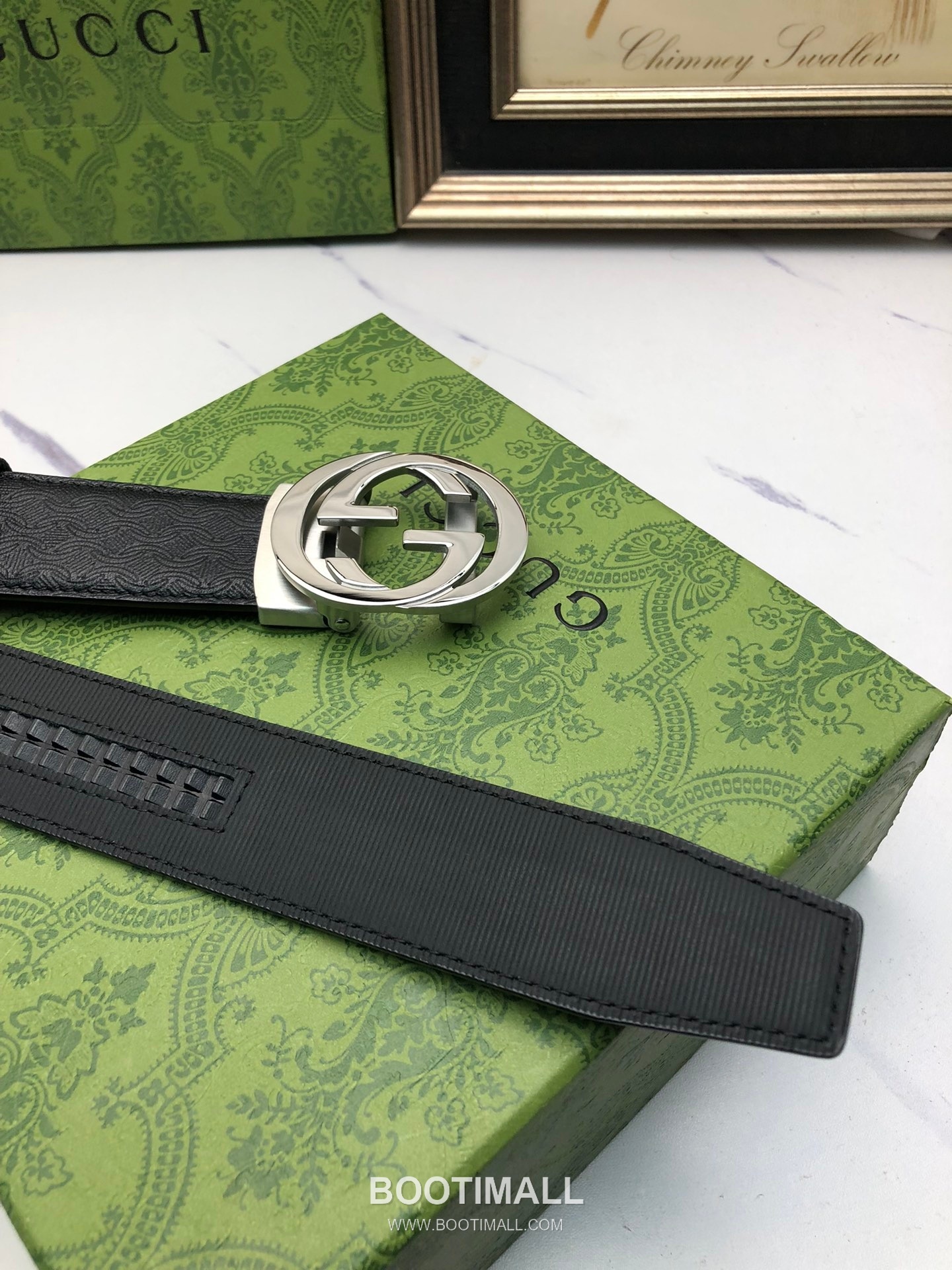 Gucci Calfskin Neck Grain Leather Reversible Belt with Automatic Buckle Palladium 구찌 카프스킨 넥 그레인 레더 리버서블 벨트 오토매틱 버클 황동 베이스 팔라듐 피니시 3.5cm 7