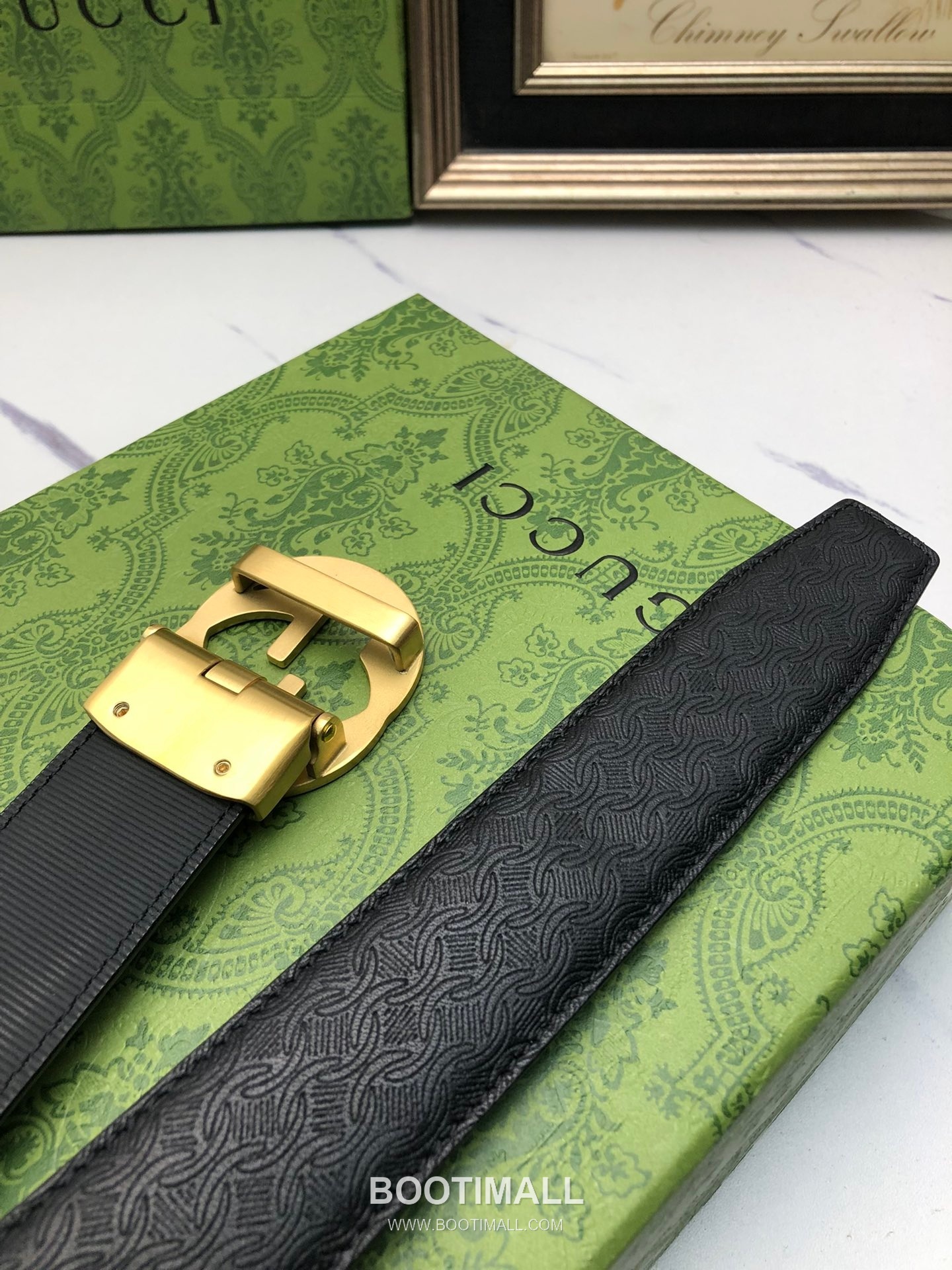 Gucci Calfskin Neck Grain Leather Reversible Belt with Automatic Buckle Palladium 구찌 카프스킨 넥 그레인 레더 리버서블 벨트 오토매틱 버클 황동 베이스 팔라듐 피니시 3.5cm 6