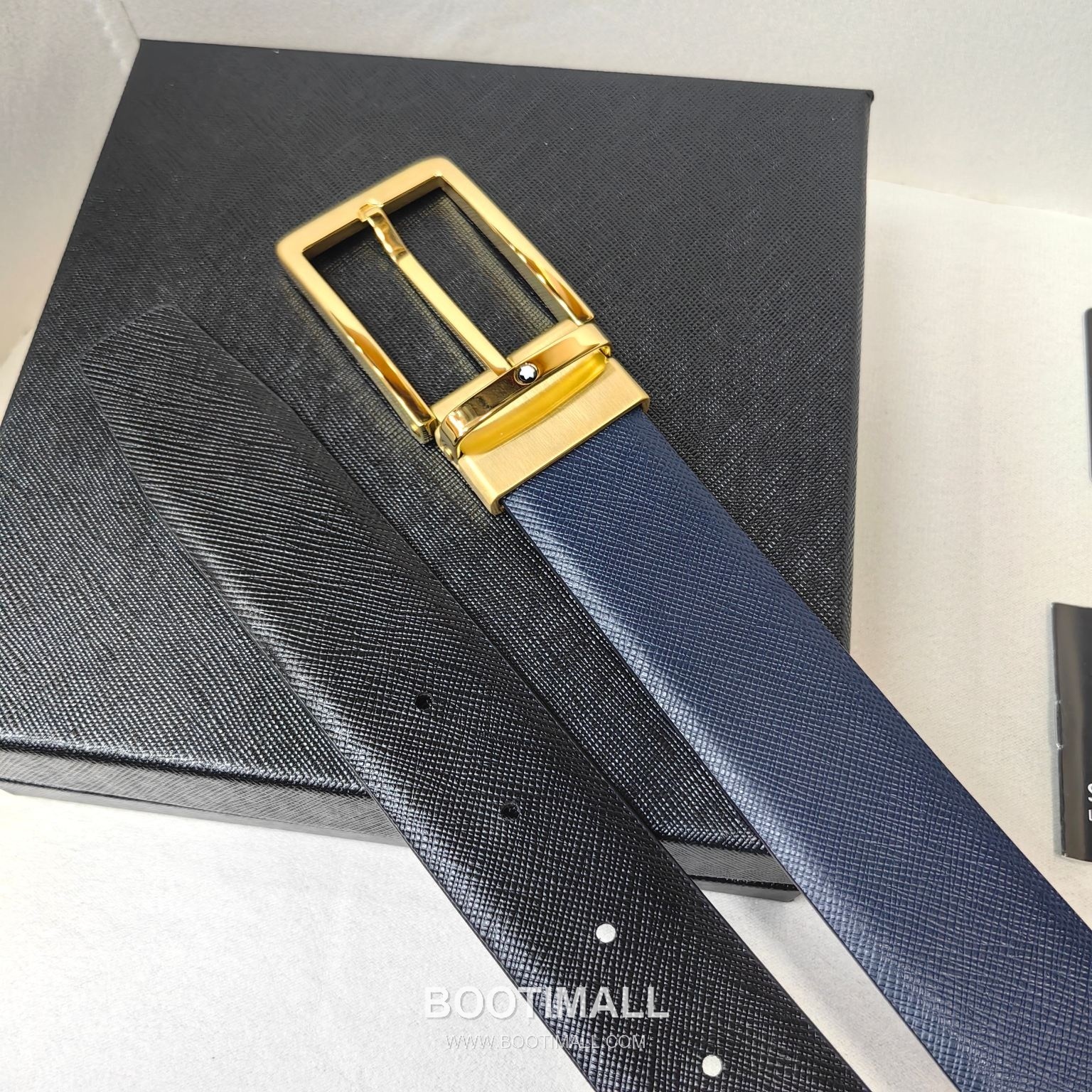 Montblanc Calfskin Leather Belt with Pin Buckle Palladium 몽블랑 카프스킨 레더 벨트 핀 버클 황동 베이스 팔라듐 피니시 3.5cm 6