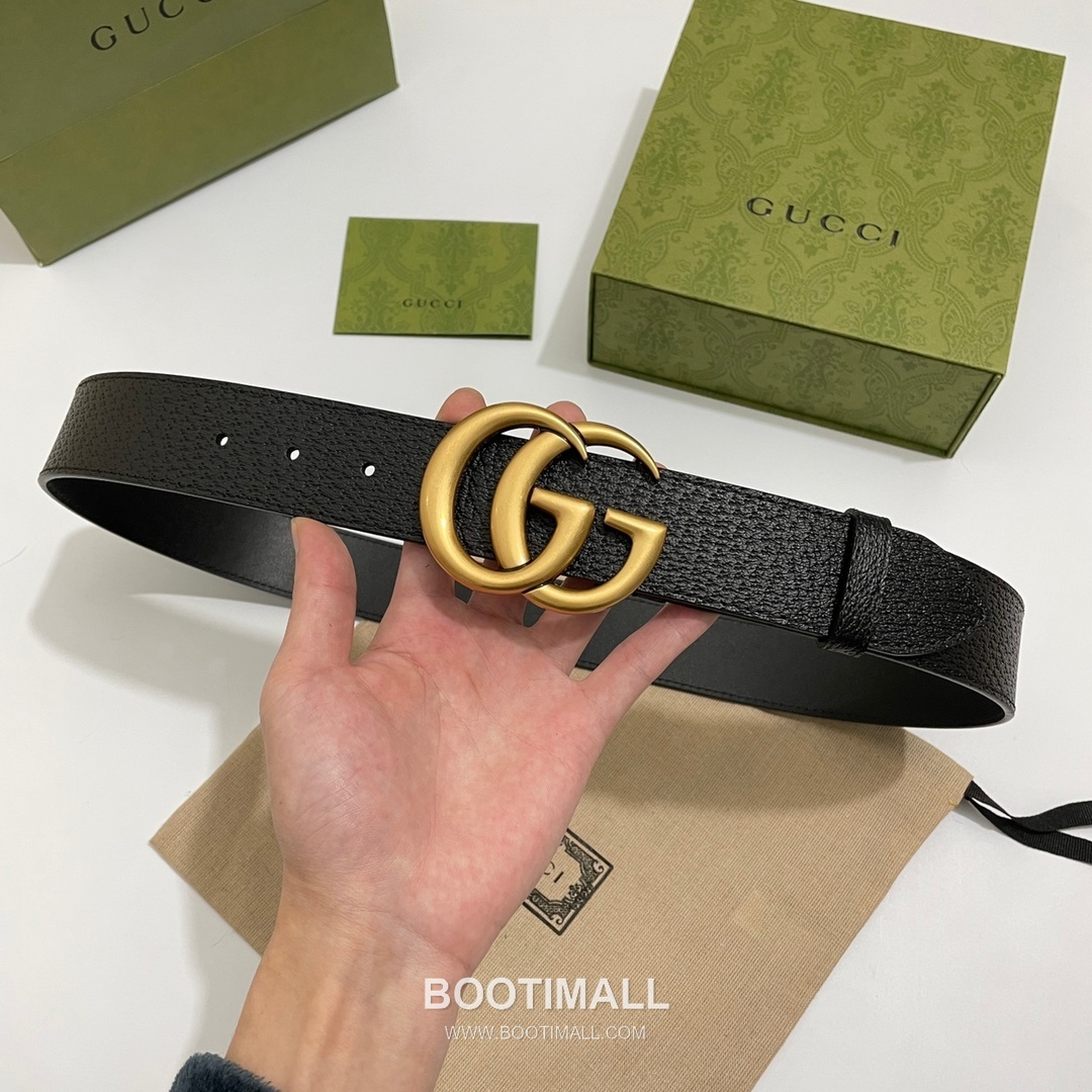 Gucci GG Marmont Calfskin Leather Belt with Double G Buckle Gold-Plated 구찌 GG 마몬트 카프스킨 레더 벨트 더블G 버클 황동 베이스 금도금 4.0cm 2