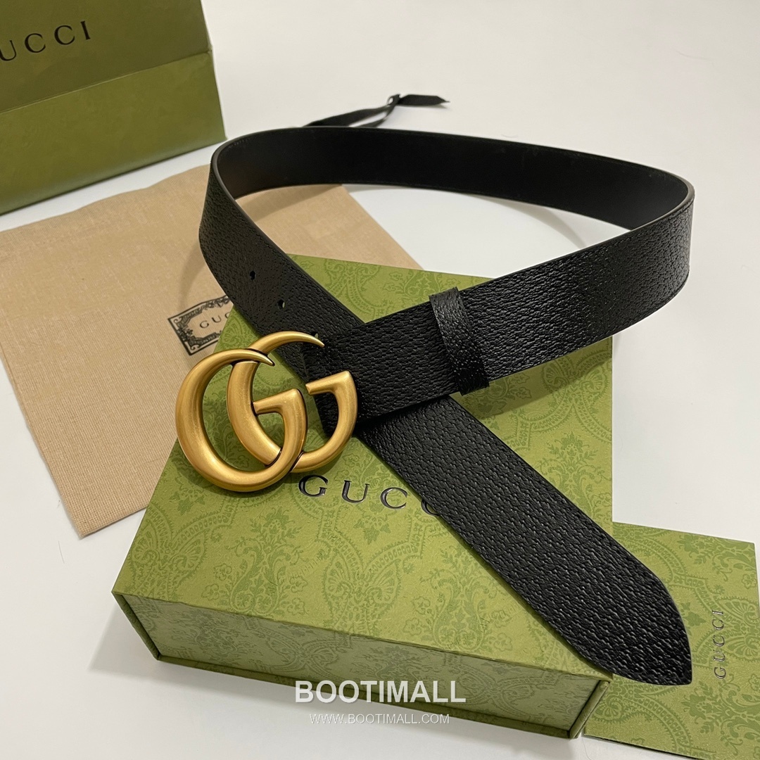 Gucci GG Marmont Calfskin Leather Belt with Double G Buckle Gold-Plated 구찌 GG 마몬트 카프스킨 레더 벨트 더블G 버클 황동 베이스 금도금 4.0cm 3