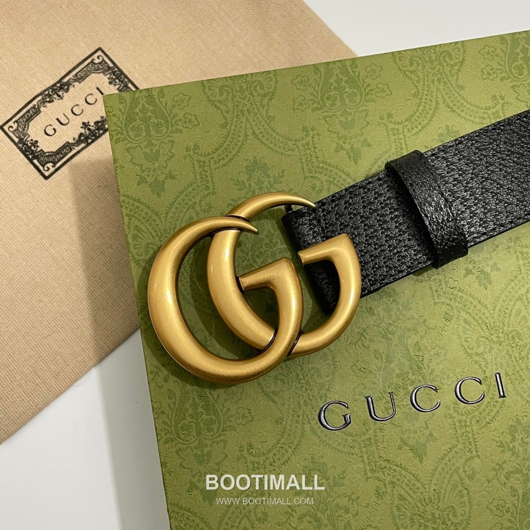 Gucci GG Marmont Calfskin Leather Belt with Double G Buckle Gold-Plated 구찌 GG 마몬트 카프스킨 레더 벨트 더블G 버클 황동 베이스 금도금 4.0cm 4