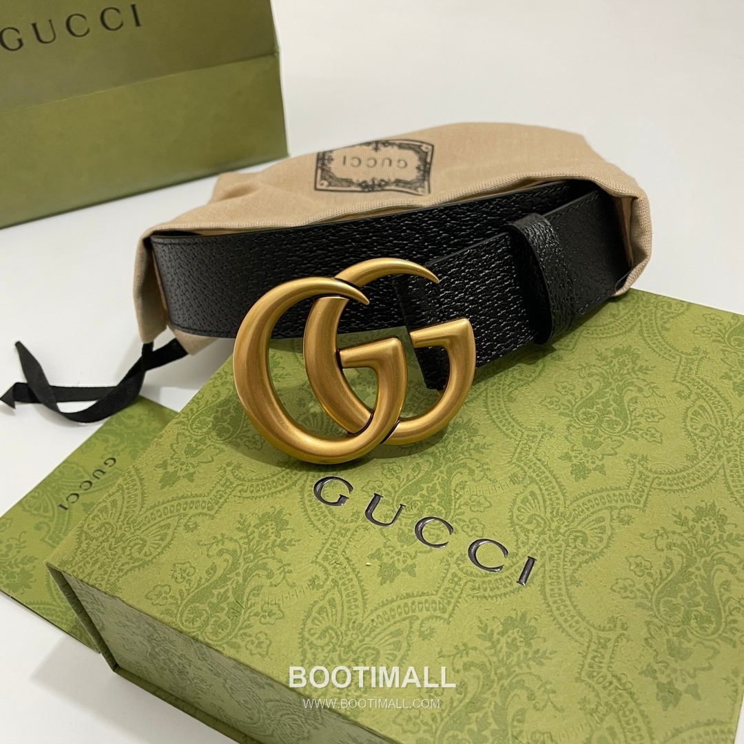 Gucci GG Marmont Calfskin Leather Belt with Double G Buckle Gold-Plated 구찌 GG 마몬트 카프스킨 레더 벨트 더블G 버클 황동 베이스 금도금 4.0cm 5