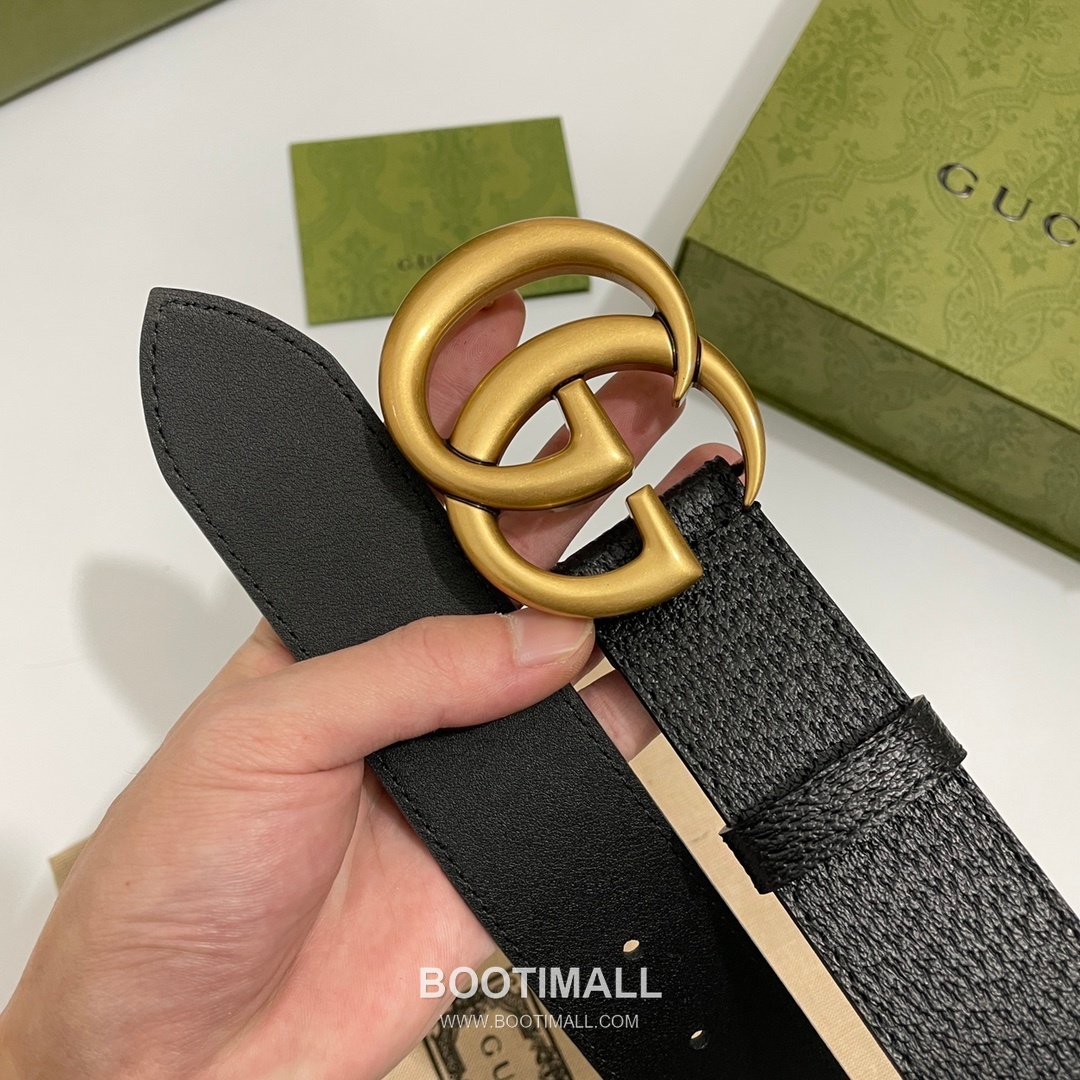 Gucci GG Marmont Calfskin Leather Belt with Double G Buckle Gold-Plated 구찌 GG 마몬트 카프스킨 레더 벨트 더블G 버클 황동 베이스 금도금 4.0cm 8