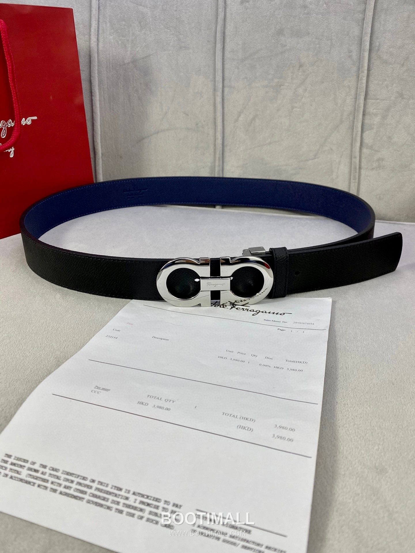 Ferragamo Gancini Calfskin Palm Grain Leather Reversible Belt with Gancini Buckle Palladium 페라가모 간치니 카프스킨 팜 그레인 레더 리버서블 벨트 간치니 버클 황동 베이스 팔라듐 피니시 3.5cm 1