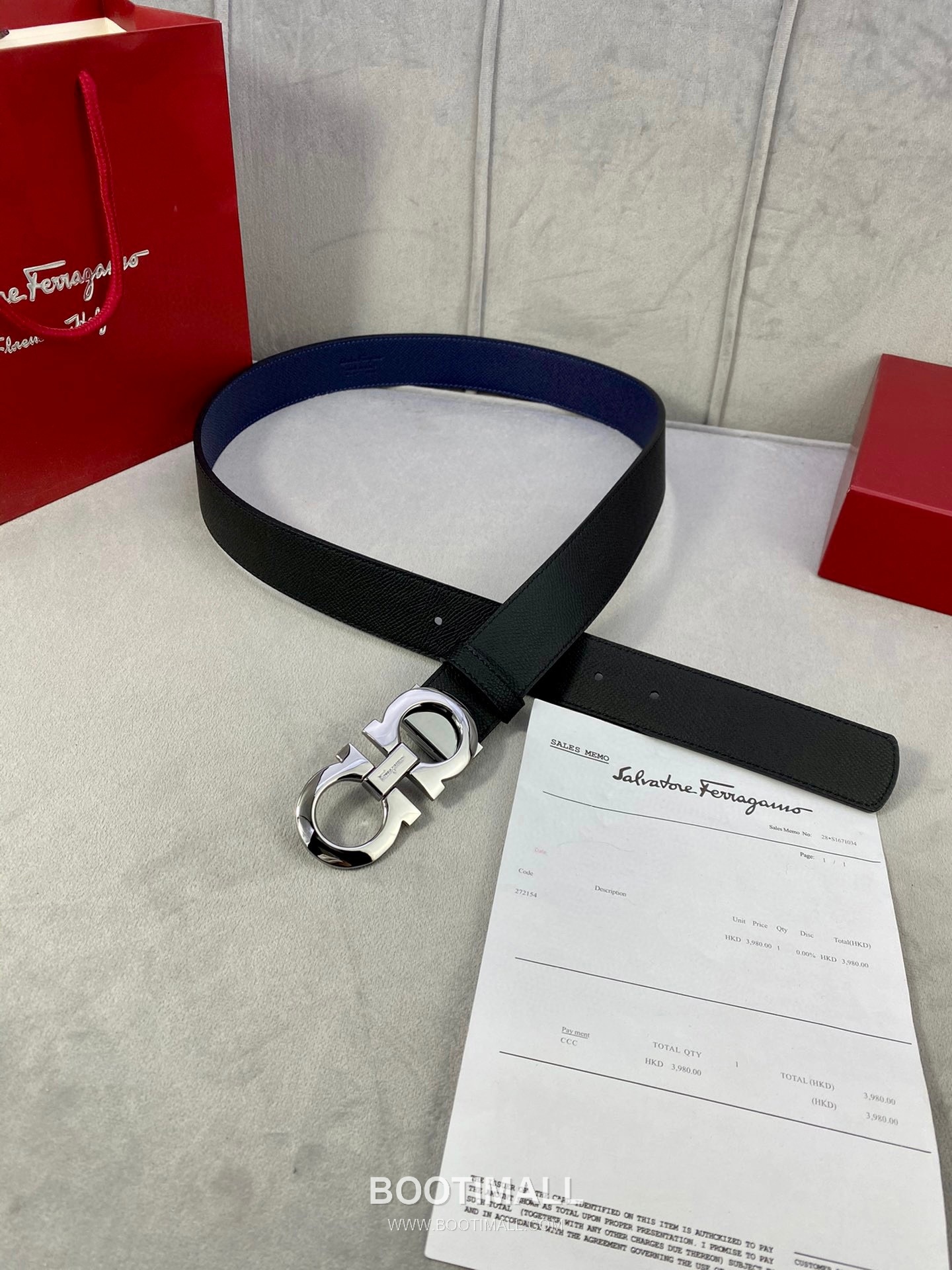 Ferragamo Gancini Calfskin Palm Grain Leather Reversible Belt with Gancini Buckle Palladium 페라가모 간치니 카프스킨 팜 그레인 레더 리버서블 벨트 간치니 버클 황동 베이스 팔라듐 피니시 3.5cm 2