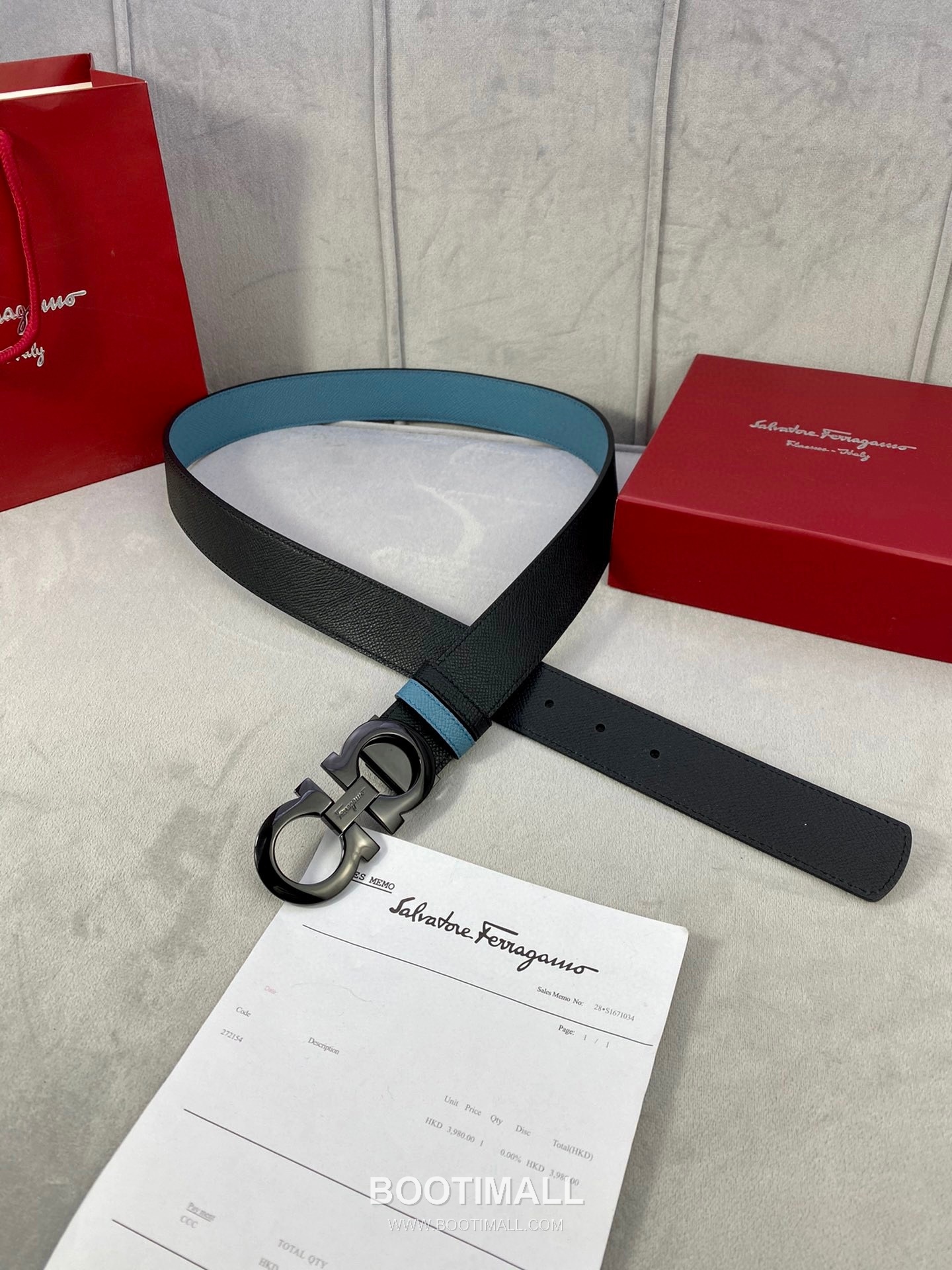 Ferragamo Gancini Calfskin Palm Grain Leather Reversible Belt with Gancini Buckle Palladium 페라가모 간치니 카프스킨 팜 그레인 레더 리버서블 벨트 간치니 버클 황동 베이스 팔라듐 피니시 3.5cm 7