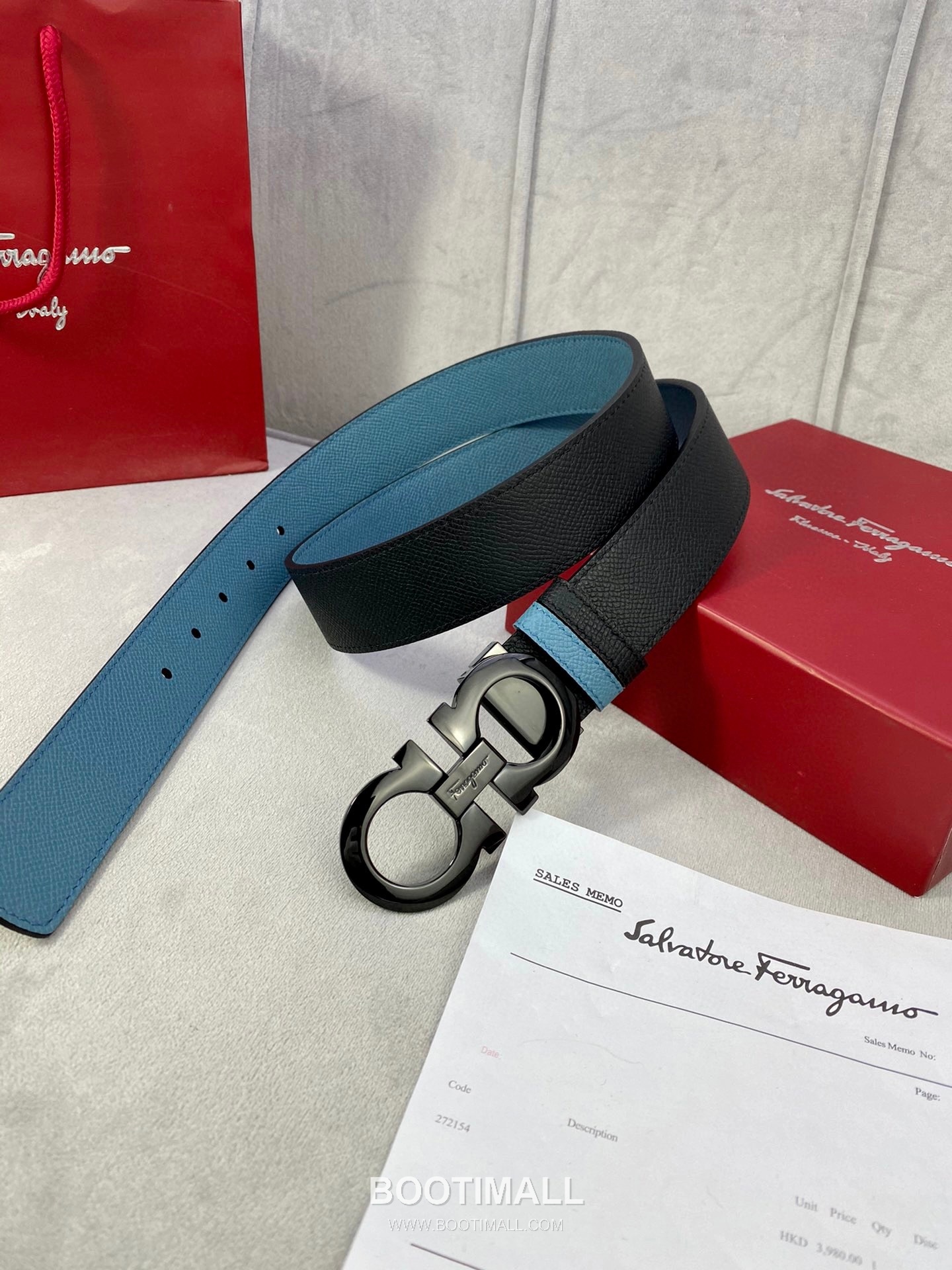 Ferragamo Gancini Calfskin Palm Grain Leather Reversible Belt with Gancini Buckle Palladium 페라가모 간치니 카프스킨 팜 그레인 레더 리버서블 벨트 간치니 버클 황동 베이스 팔라듐 피니시 3.5cm 8