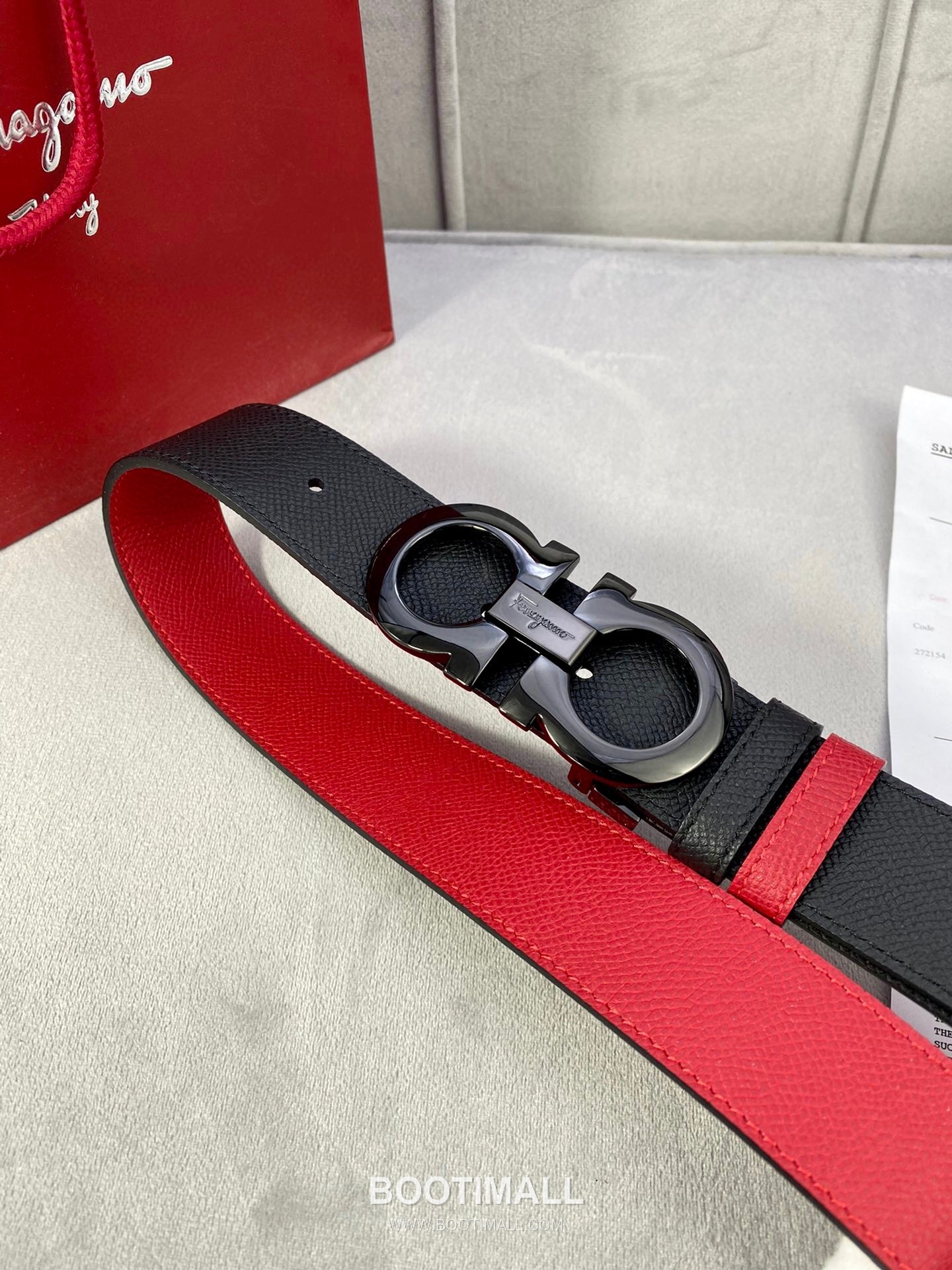 Ferragamo Gancini Calfskin Palm Grain Leather Reversible Belt with Gancini Buckle Palladium 페라가모 간치니 카프스킨 팜 그레인 레더 리버서블 벨트 간치니 버클 황동 베이스 팔라듐 피니시 3.5cm 6