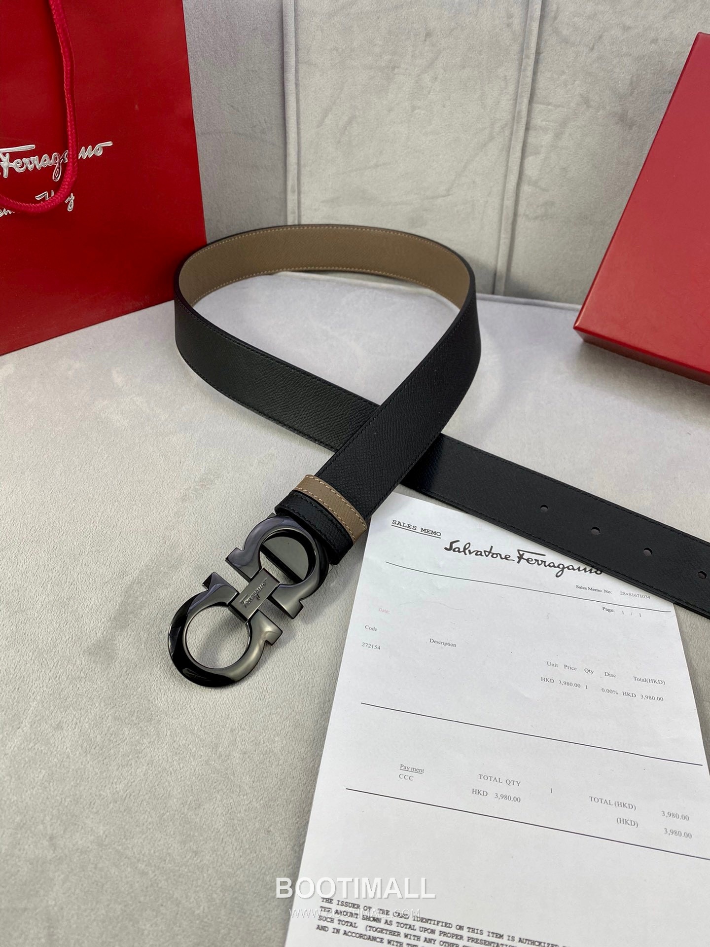 Ferragamo Gancini Calfskin Palm Grain Leather Reversible Belt with Gancini Buckle Palladium 페라가모 간치니 카프스킨 팜 그레인 레더 리버서블 벨트 간치니 버클 황동 베이스 팔라듐 피니시 3.5cm 2