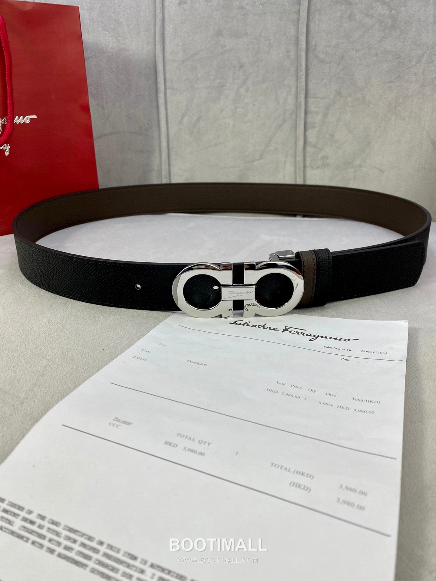 Ferragamo Gancini Calfskin Palm Grain Leather Reversible Belt with Gancini Buckle Palladium 페라가모 간치니 카프스킨 팜 그레인 레더 리버서블 벨트 간치니 버클 황동 베이스 팔라듐 피니시 3.5cm 1