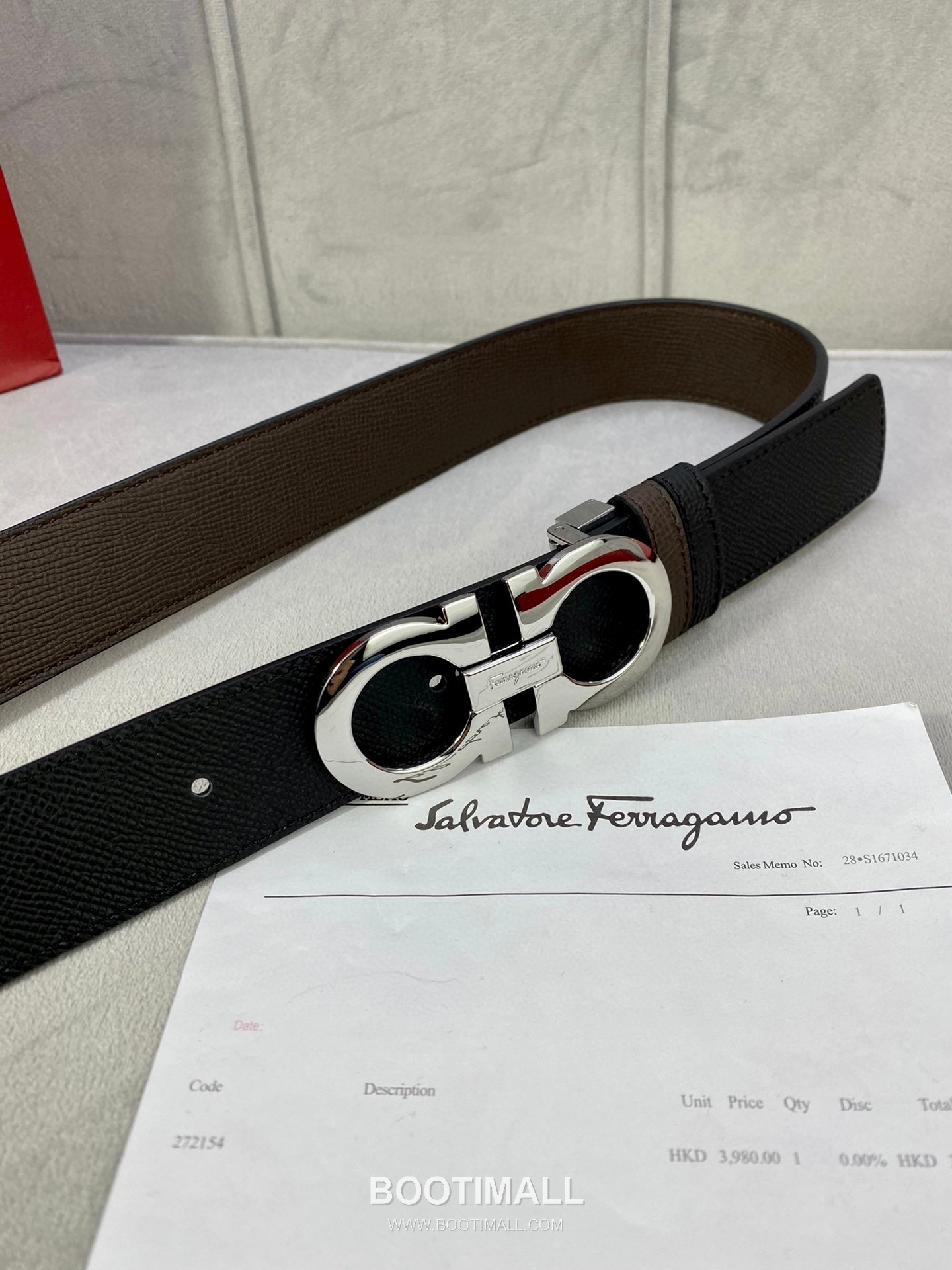 Ferragamo Gancini Calfskin Palm Grain Leather Reversible Belt with Gancini Buckle Palladium 페라가모 간치니 카프스킨 팜 그레인 레더 리버서블 벨트 간치니 버클 황동 베이스 팔라듐 피니시 3.5cm 3