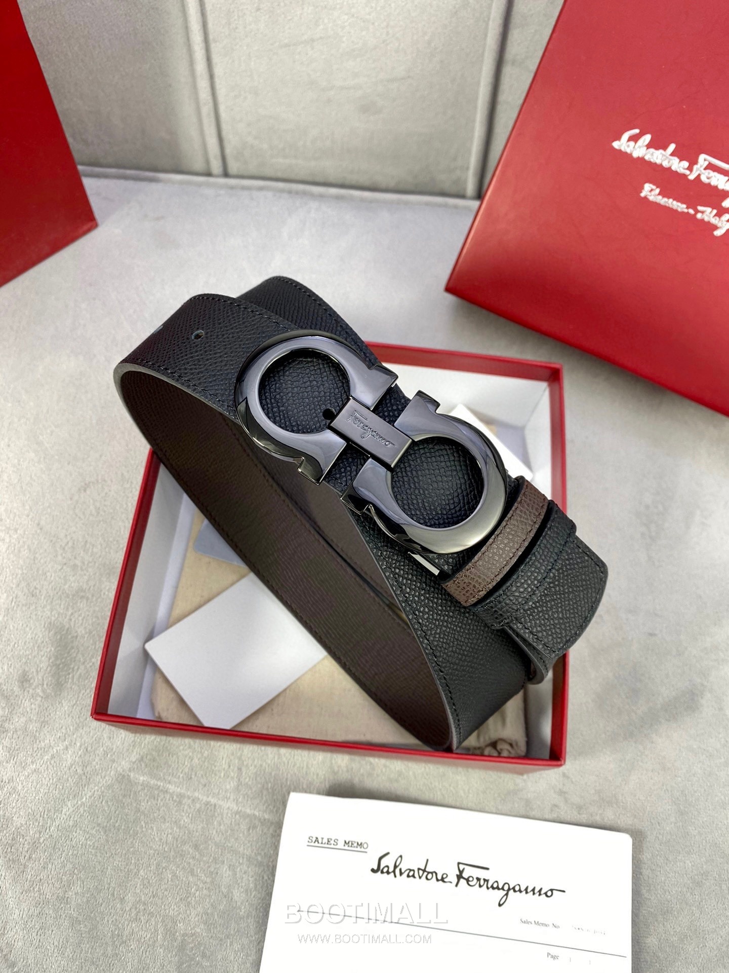 Ferragamo Gancini Calfskin Palm Grain Leather Reversible Belt with Gancini Buckle Palladium 페라가모 간치니 카프스킨 팜 그레인 레더 리버서블 벨트 간치니 버클 황동 베이스 팔라듐 피니시 3.5cm 9