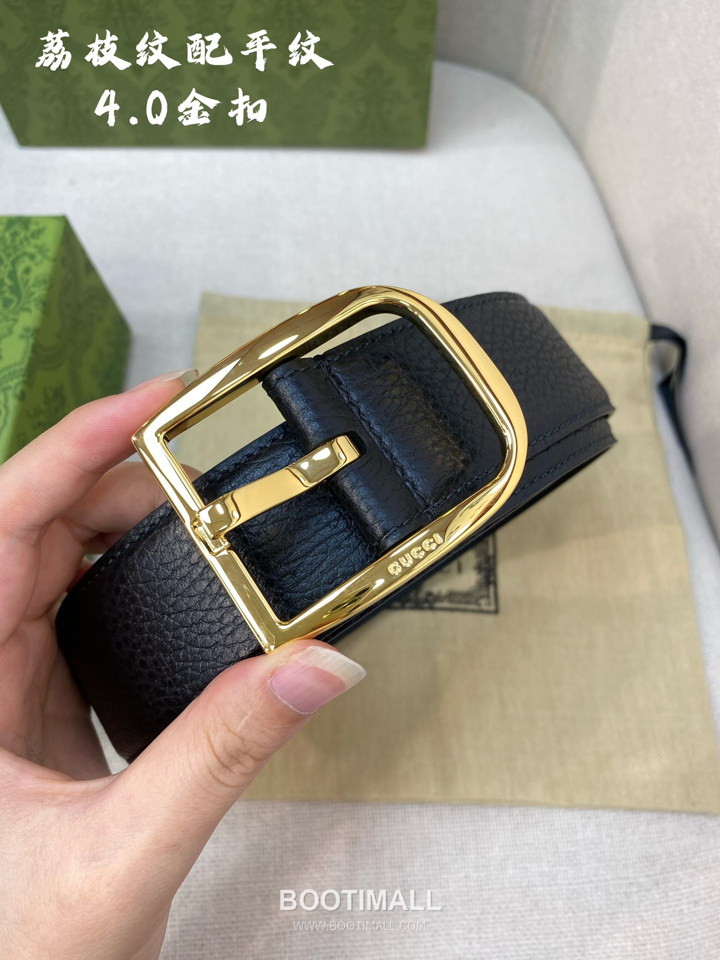 Gucci Calfskin Litchi Grain Leather Belt with Pin Buckle Palladium 구찌 카프스킨 리치 그레인 레더 벨트 핀 버클 황동 베이스 팔라듐 피니시 4.0cm 4