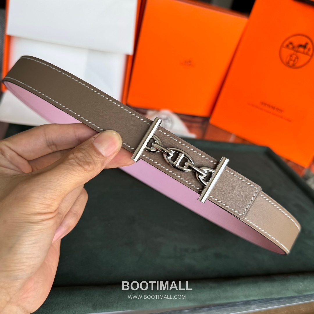 Hermes Cor Baroque Swift Epsom Calfskin Reversible Belt with H Buckle Palladium 에르메스 코르 바로크 스위프트 엡송 카프스킨 리버서블 벨트 H버클 황동 베이스 팔라듐 피니시 2.4cm 4