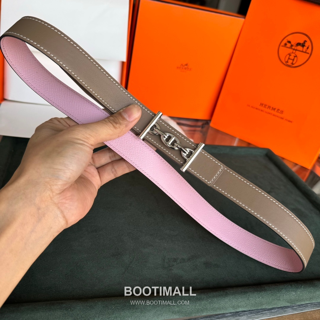 Hermes Cor Baroque Swift Epsom Calfskin Reversible Belt with H Buckle Palladium 에르메스 코르 바로크 스위프트 엡송 카프스킨 리버서블 벨트 H버클 황동 베이스 팔라듐 피니시 2.4cm 6