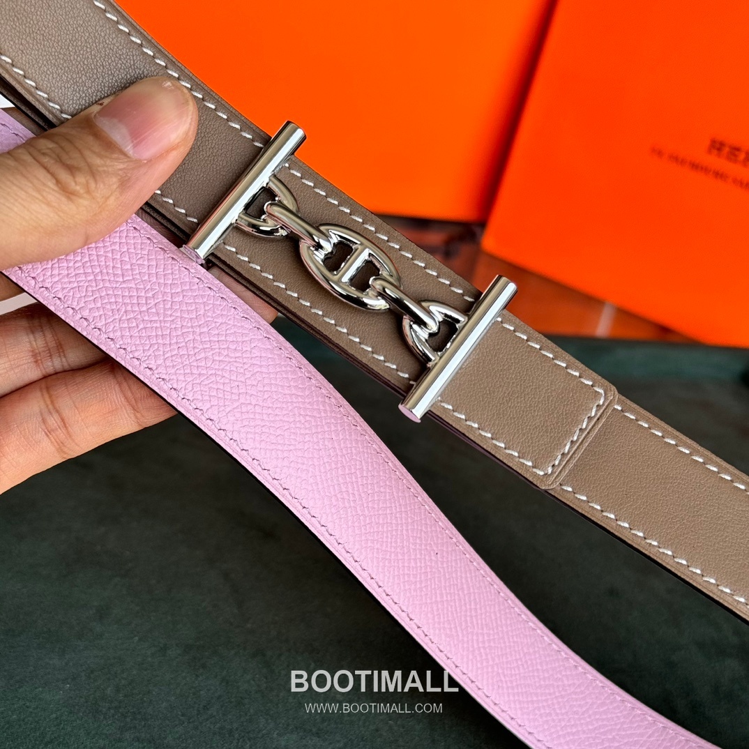 Hermes Cor Baroque Swift Epsom Calfskin Reversible Belt with H Buckle Palladium 에르메스 코르 바로크 스위프트 엡송 카프스킨 리버서블 벨트 H버클 황동 베이스 팔라듐 피니시 2.4cm 7