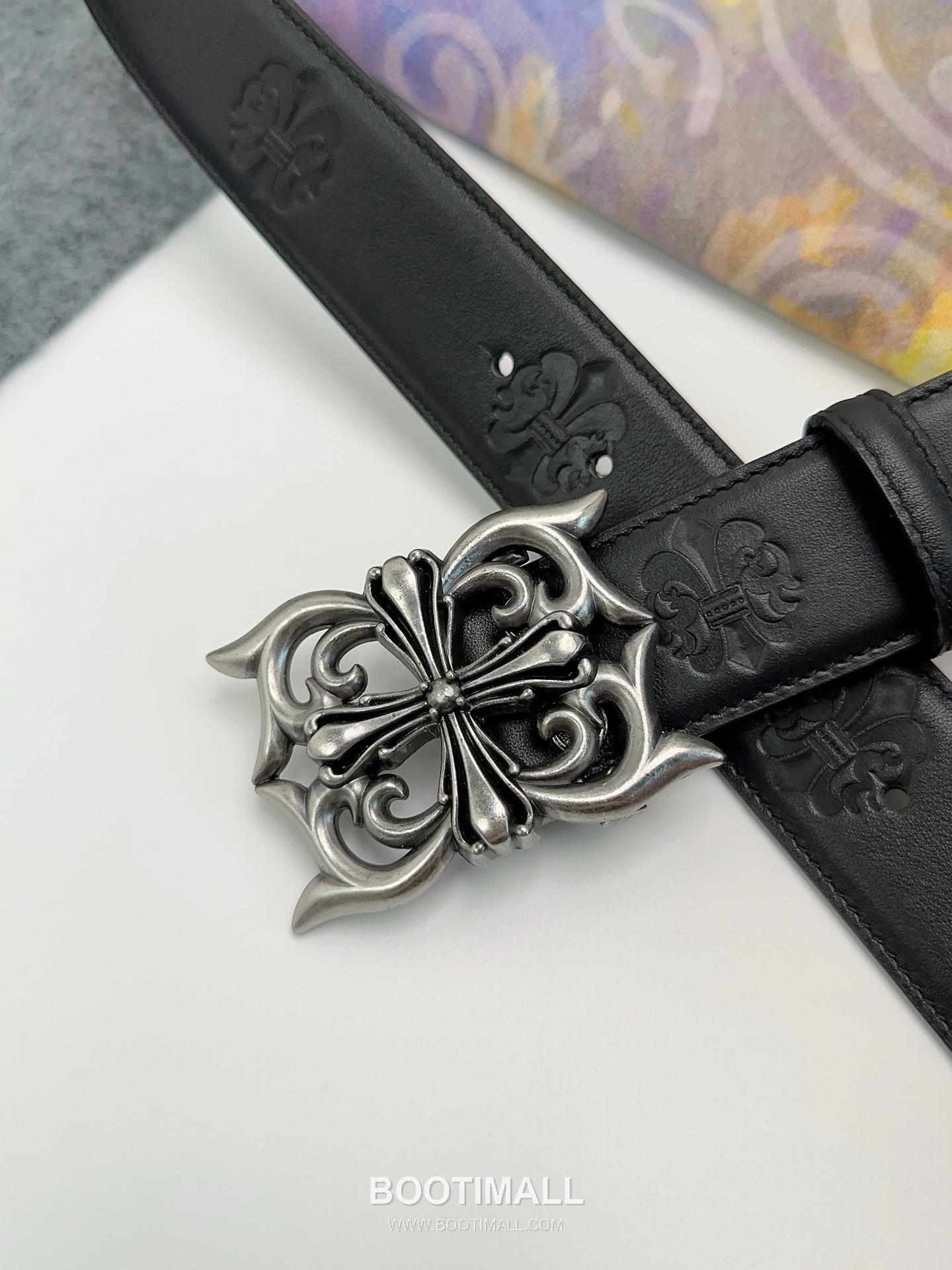 Chrome Hearts Calfskin Leather Belt with Logo Buckle Palladium 크롬하츠 카프스킨 레더 벨트 로고 버클 황동 베이스 팔라듐 피니시 3.8cm 5