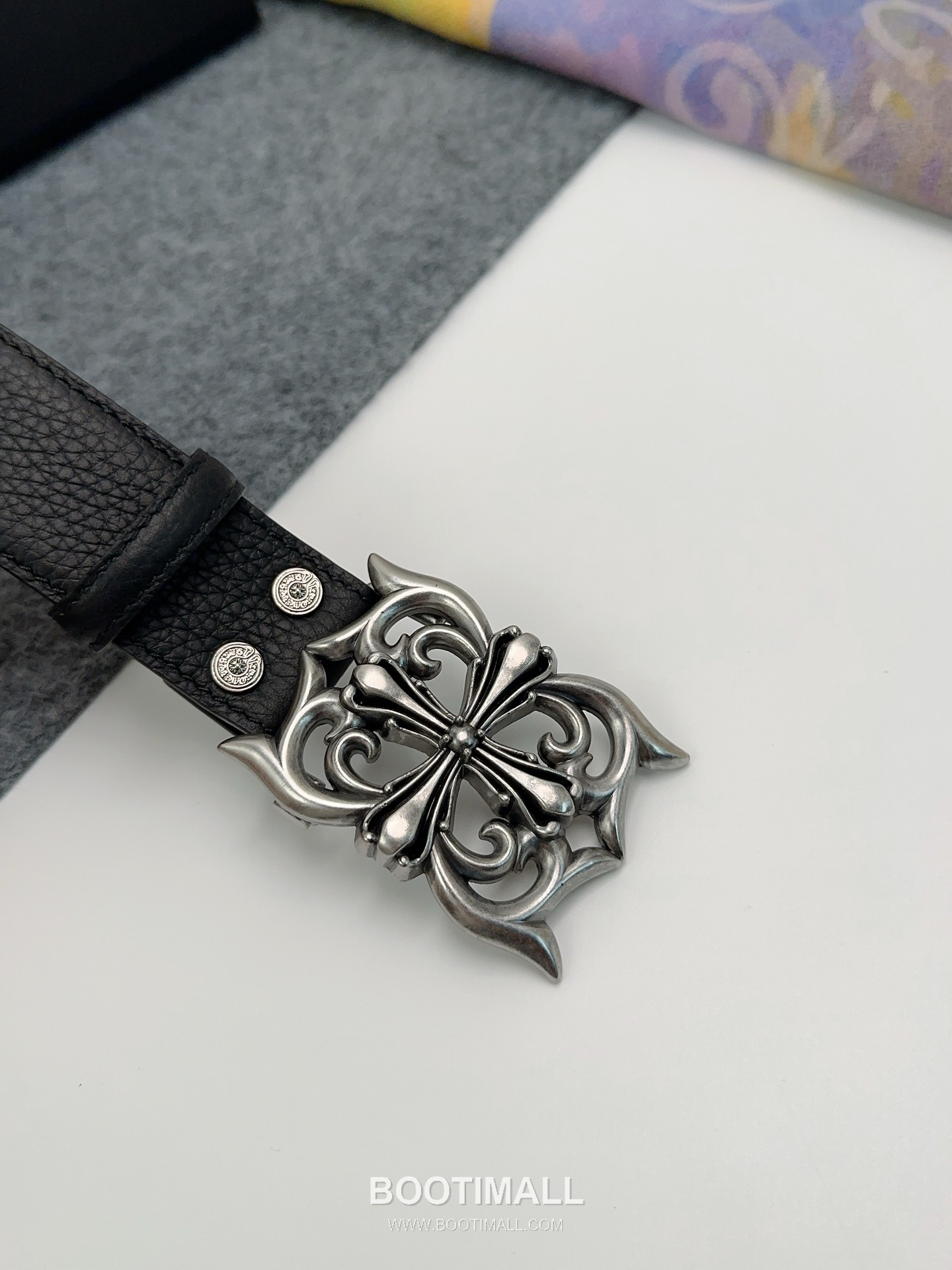 Chrome Hearts Calfskin Leather Belt with Logo Buckle Palladium 크롬하츠 카프스킨 레더 벨트 로고 버클 황동 베이스 팔라듐 피니시 3.8cm 5
